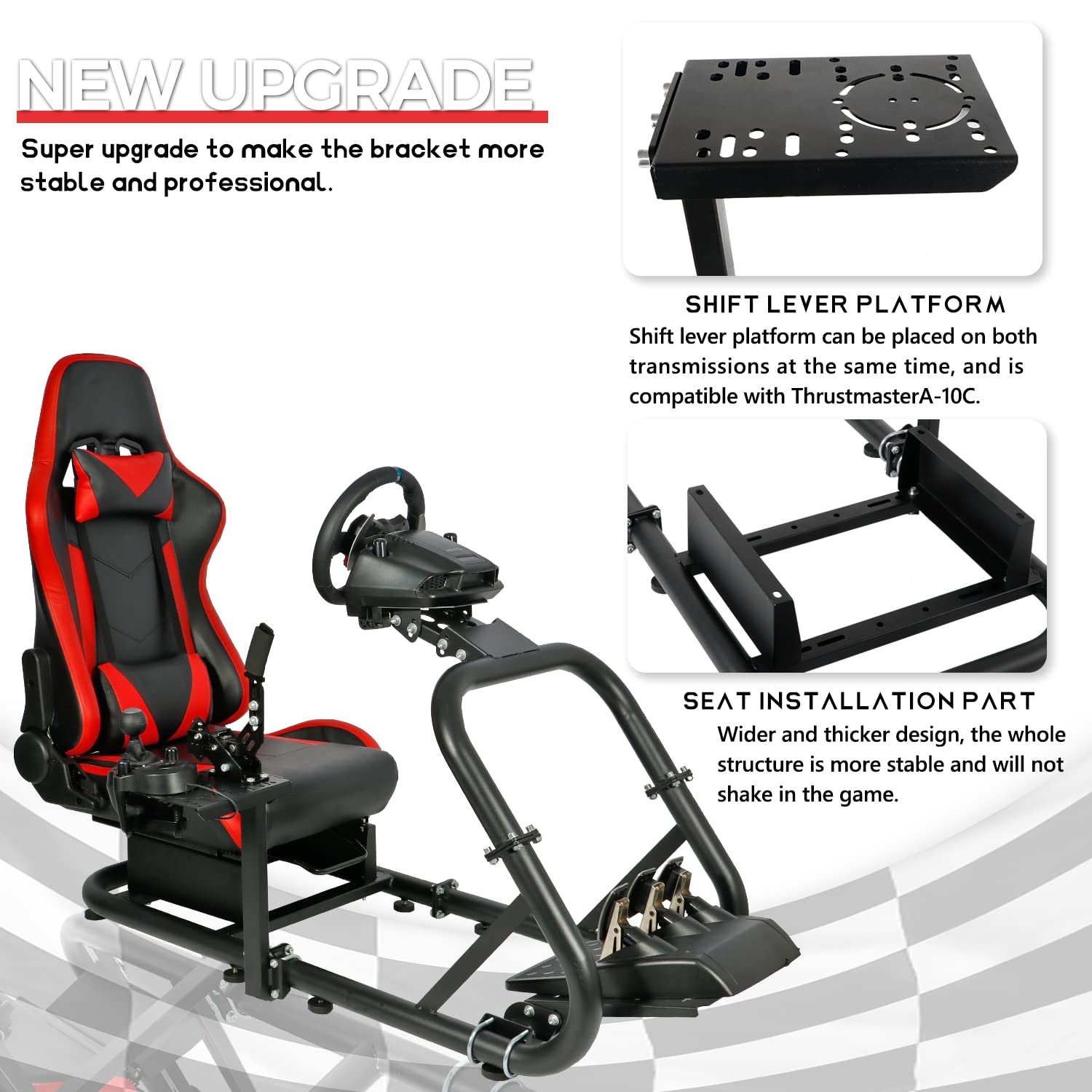 Minneer Upgrade Racing Sim Cockpit Stable with Seat Fit Logitech GPRO Fanatec