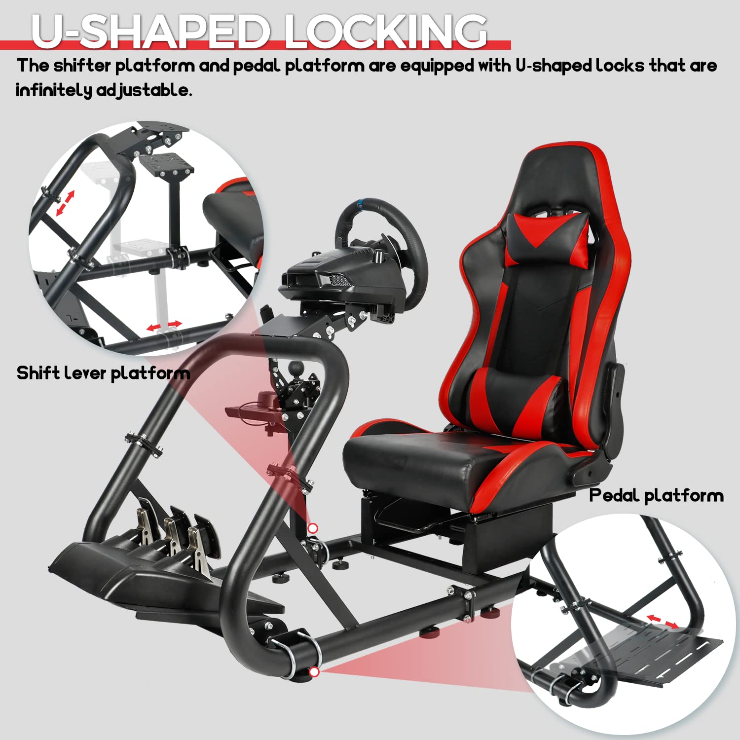 Minneer Upgrade Racing Sim Cockpit Stable with Seat Fit Logitech GPRO Fanatec