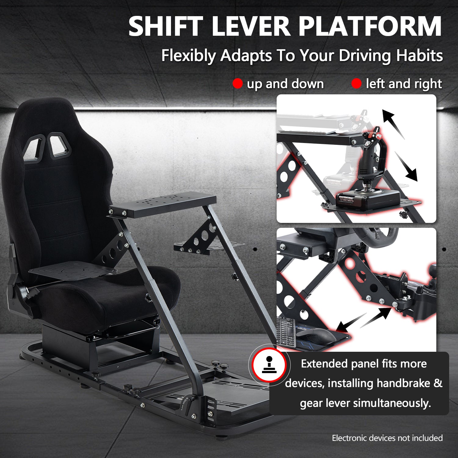 Minneer Flight Racing Sim Cockpit Foldable with Black Seat Fit Logitech X52 X56 Thrustmaster A10C HotasWarth