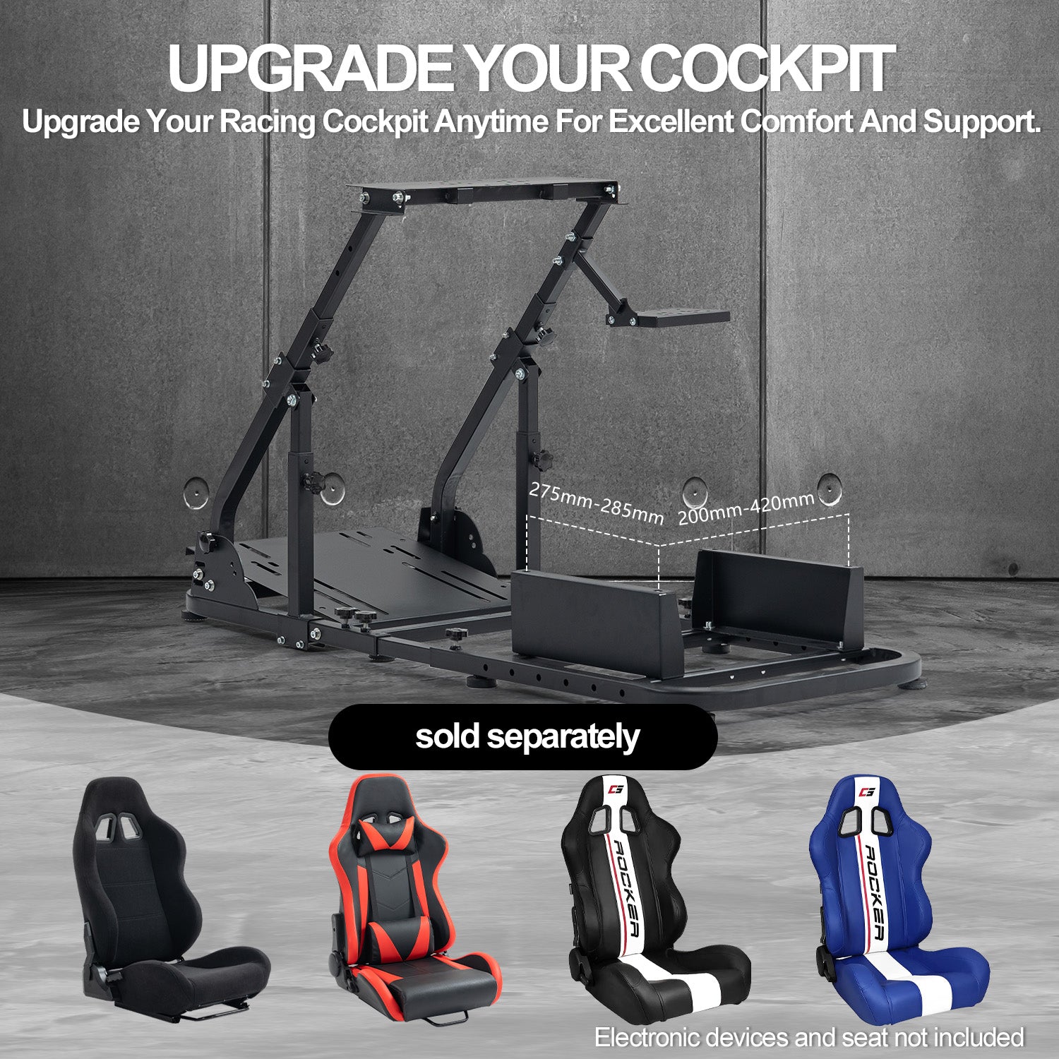 Minneer Racing Simulator Cockpit with Double Support Arms Foldable Fit Logitech Thrustmaster