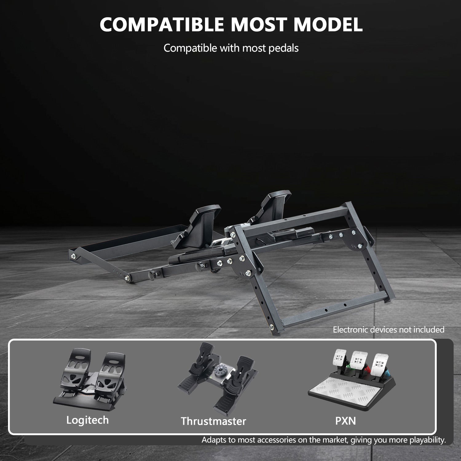Minneer Flight Racing Pedal Bracket Compatible with All Logitech/Thrustmaster/Fanatec Pedals, Foldable