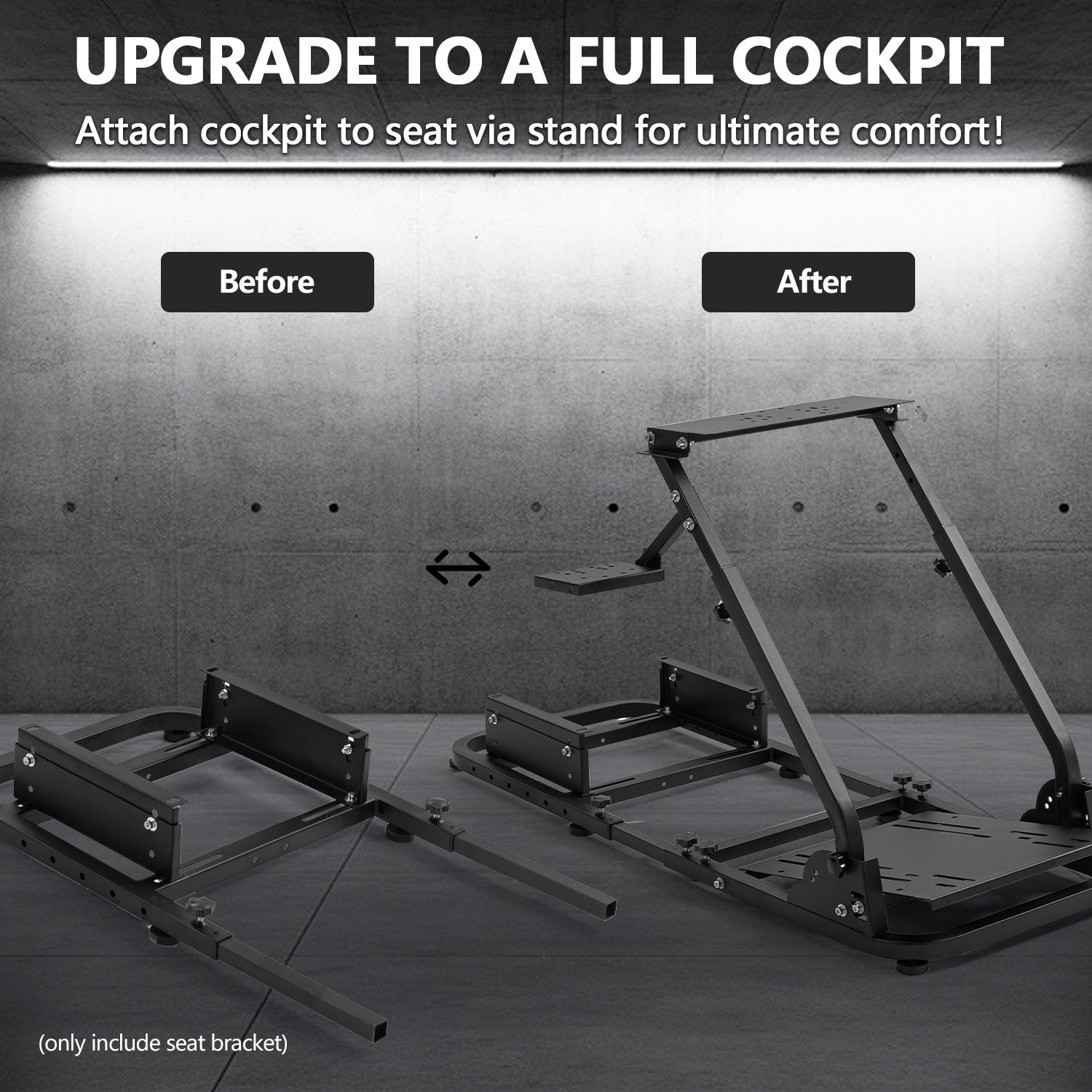 Minneer Adjustable Upgraded Rear Seat Frame Racing Chair Bracket (Seat Not Included)