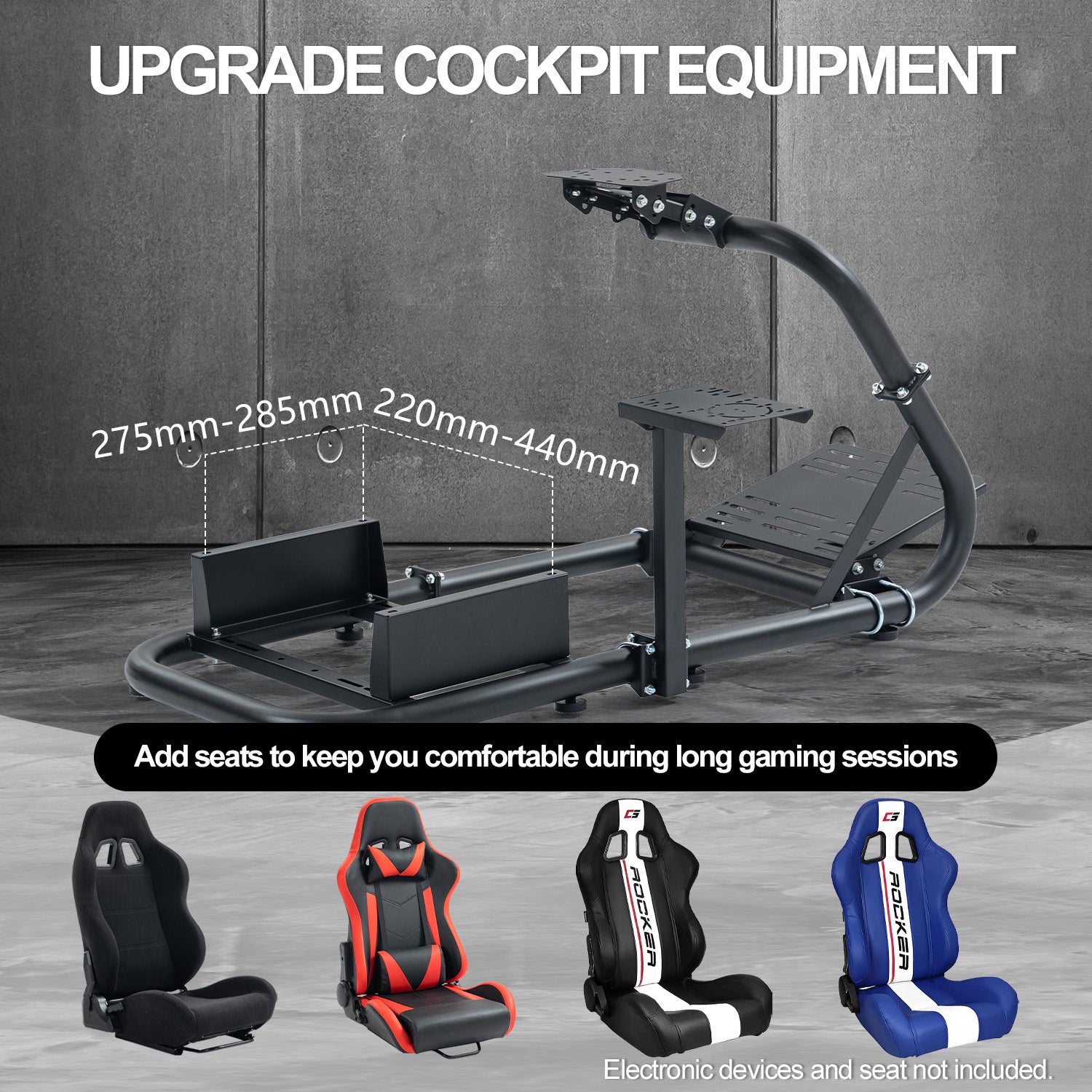 Minneer Racing Simulator Cockpit Round Tube Fit Loogitech GPRO Fanatec CSL-DD