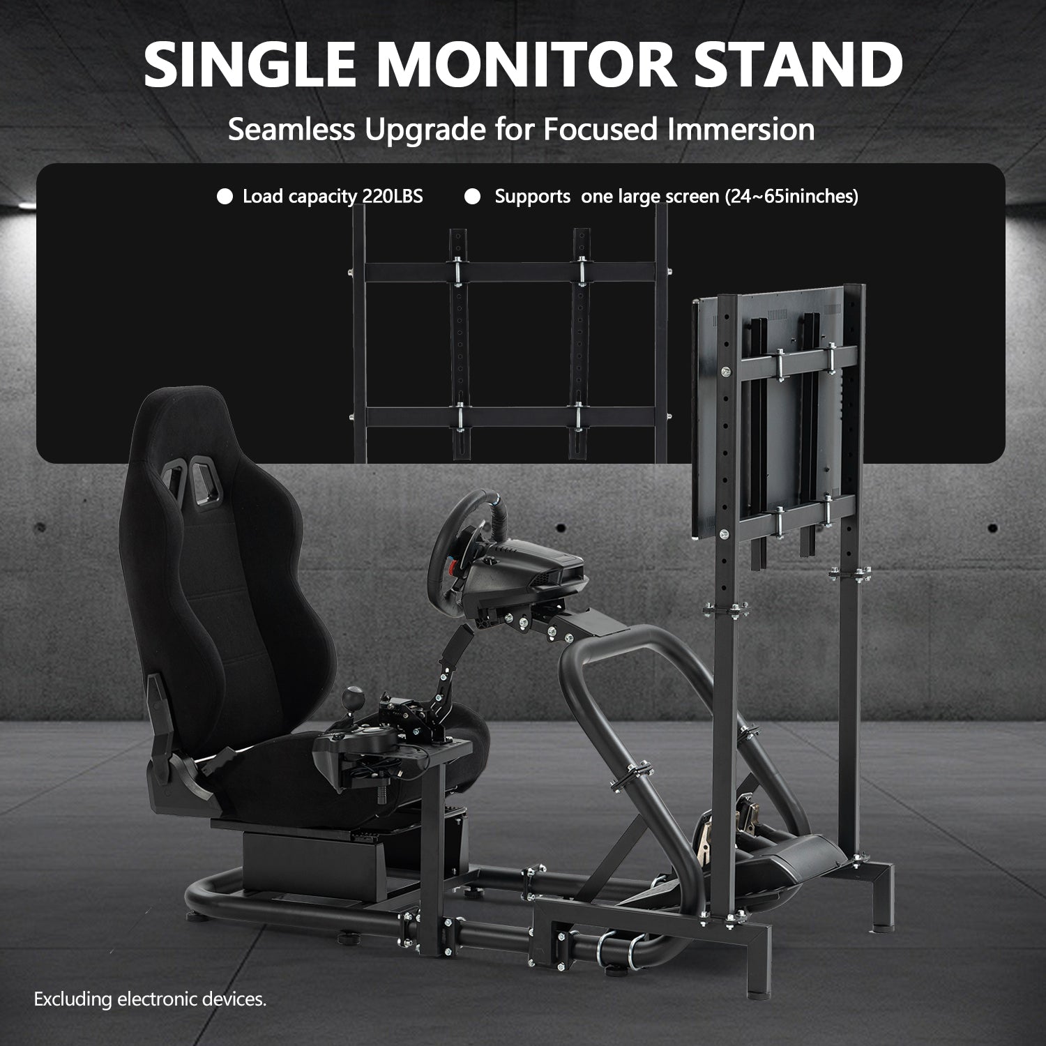 Minneer Driving Simulator Cockpit with Seat and Monitor Mount Fit Logitech Fanatec