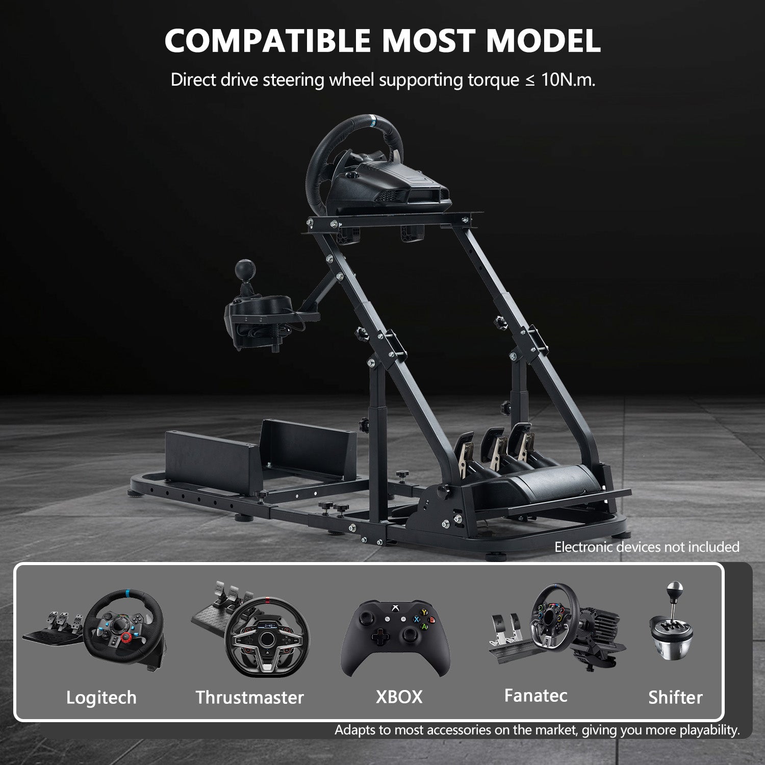 Minneer Racing Simulator Cockpit with Double Support Arms Foldable Fit Logitech Thrustmaster