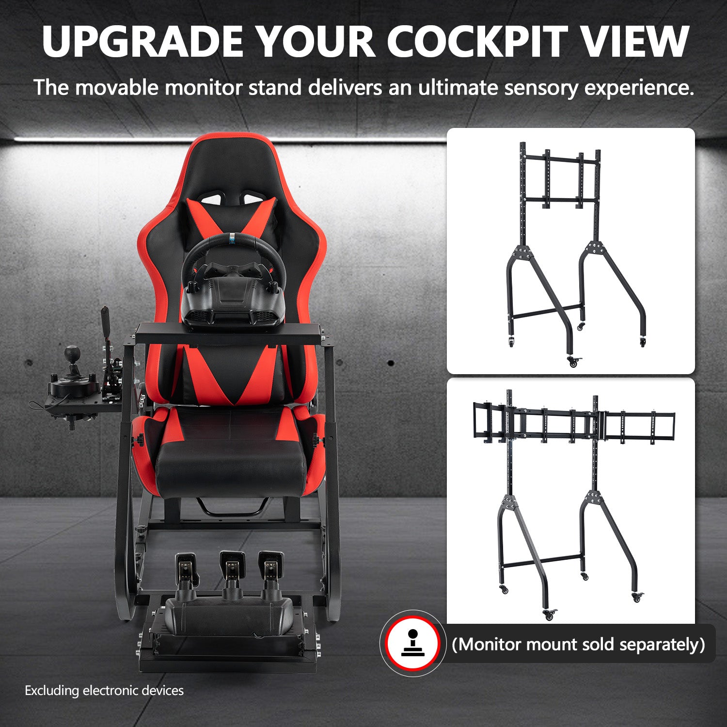 Minneer New Upgrade Driving Simulator Cockpit with Red Seat Fit Logitech Thrustmaster