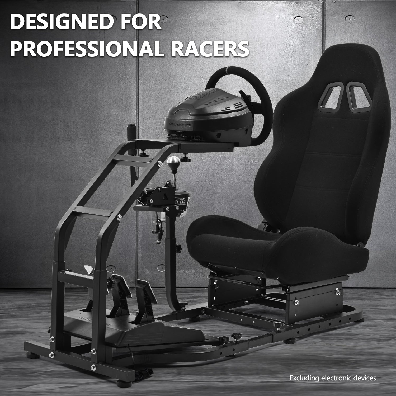 Minneer Racing Sim Cockpit with Black Seat Fit Logitech G29 G923 Thrustmaster T248 T300RS