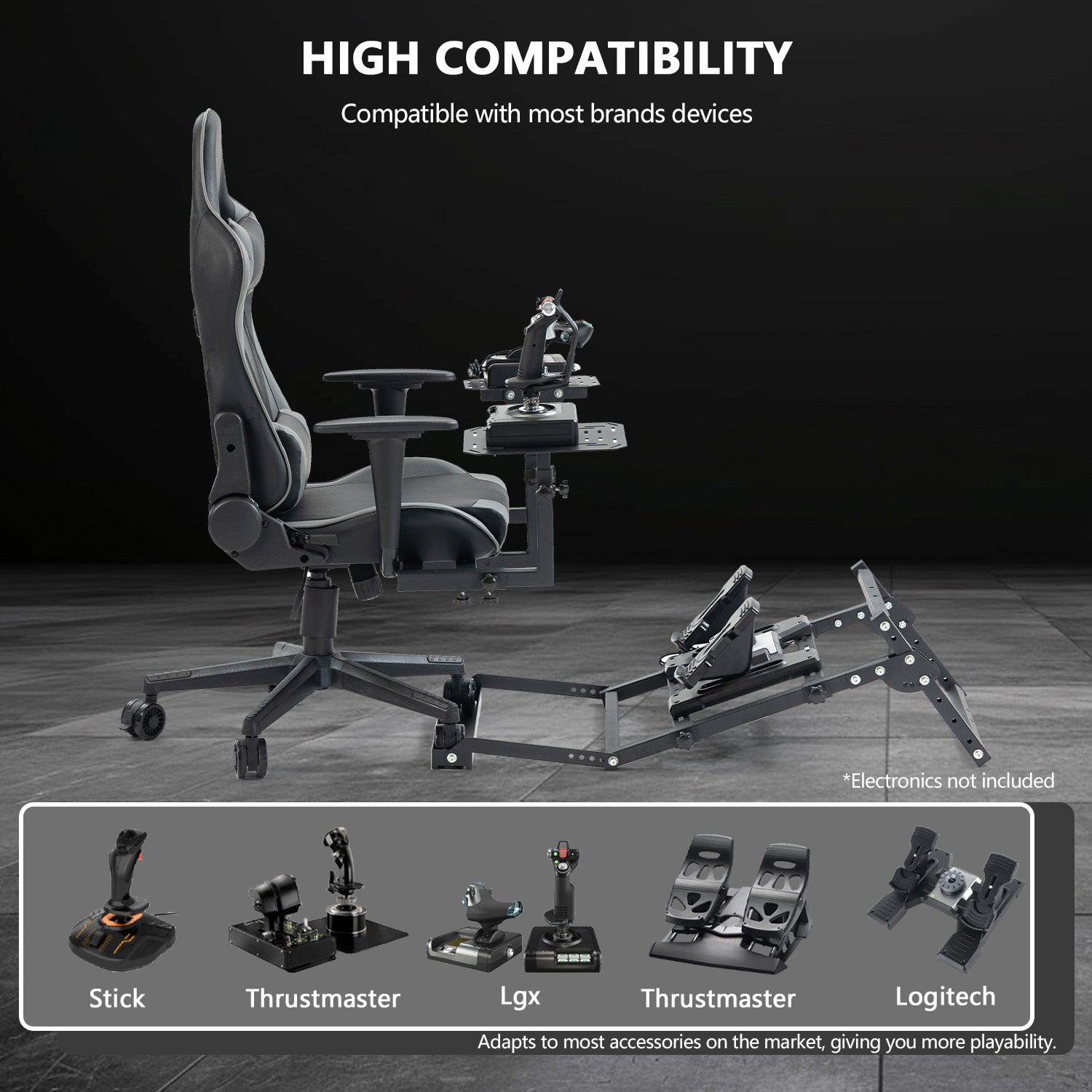 Minneer Flight Joystick Hotas Mount with Chair Pedal Mount Fit Thrustmaster Logitech A10C Hotas Warthog