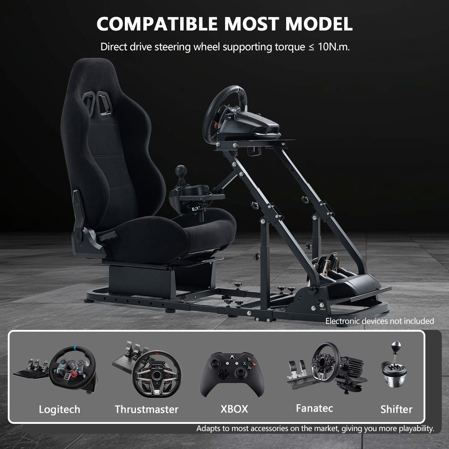 Minneer Racing Simulator Cockpit with Seat Foldable Fit Logitech G29 G920 Fanatec