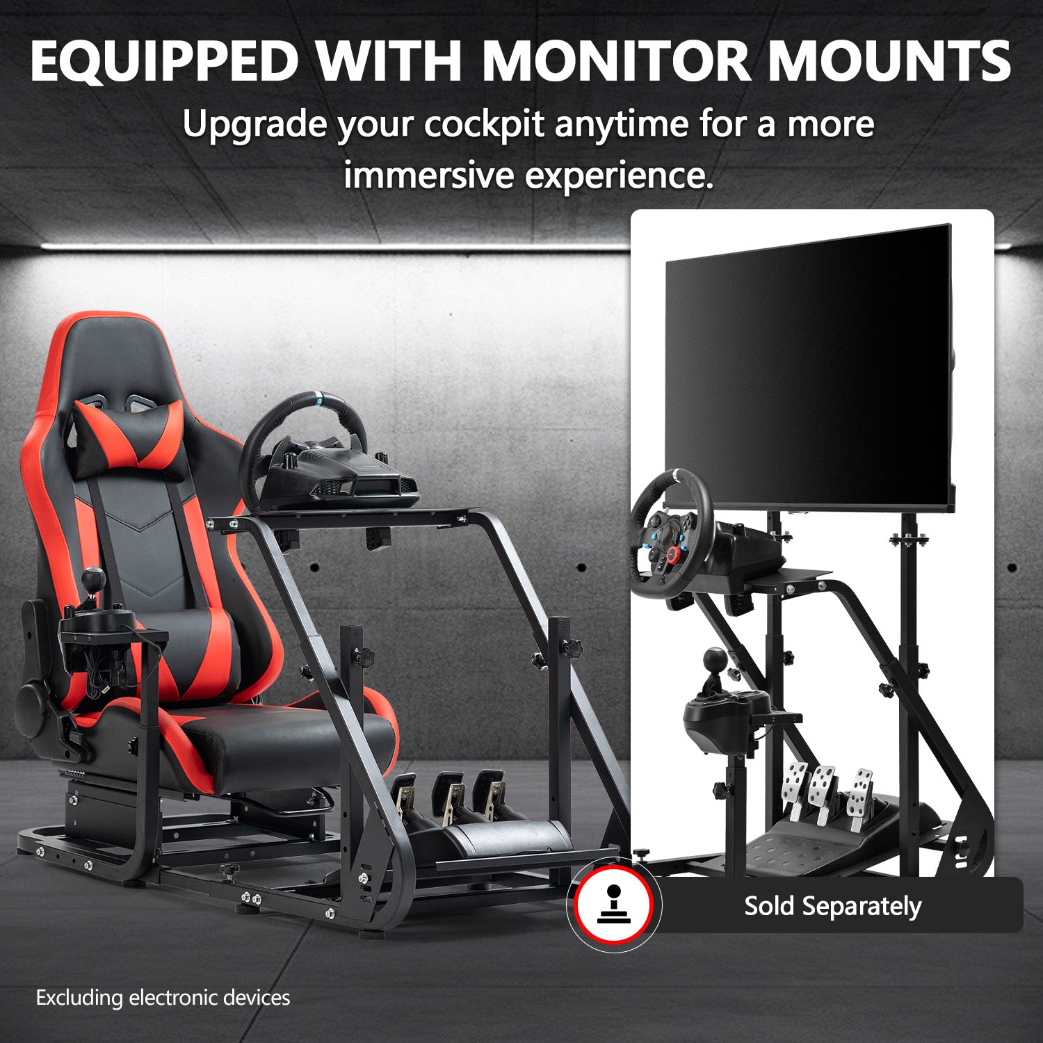 Minneer Racing Simulator Cockpit Stable with Seat Fit Logitech G29 G920 GPRO Fanatec CSL-DD