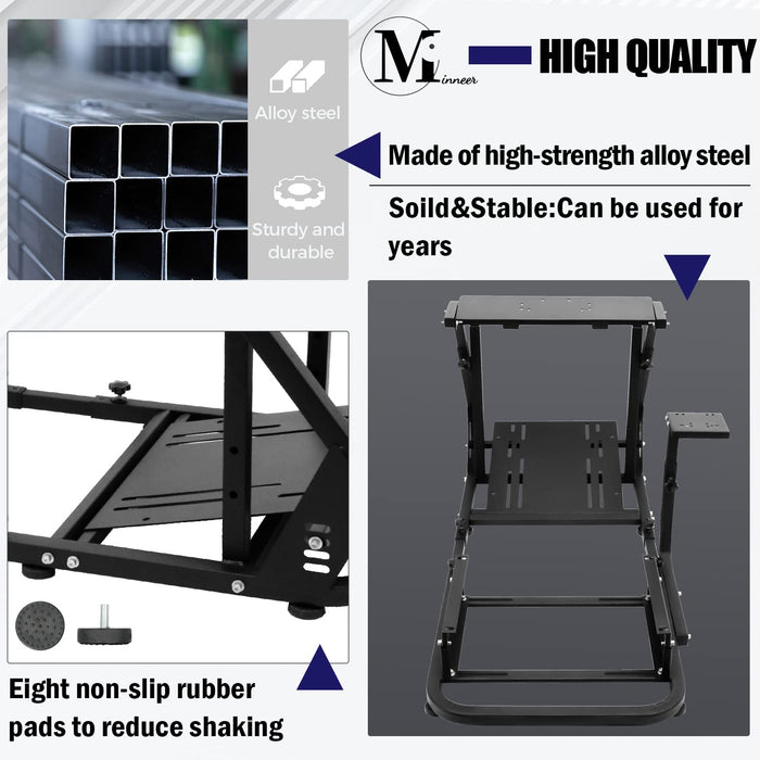 Minneer™ Gaming Simulator Cockpit Frame Fits All Logitech G923 G29 G920 Thrustmaster Wheels Gaming Wheel Stand Compatible with Xbox One, PS4, PC, Not Included Steering Wheel, Pedal, handbrake and seat