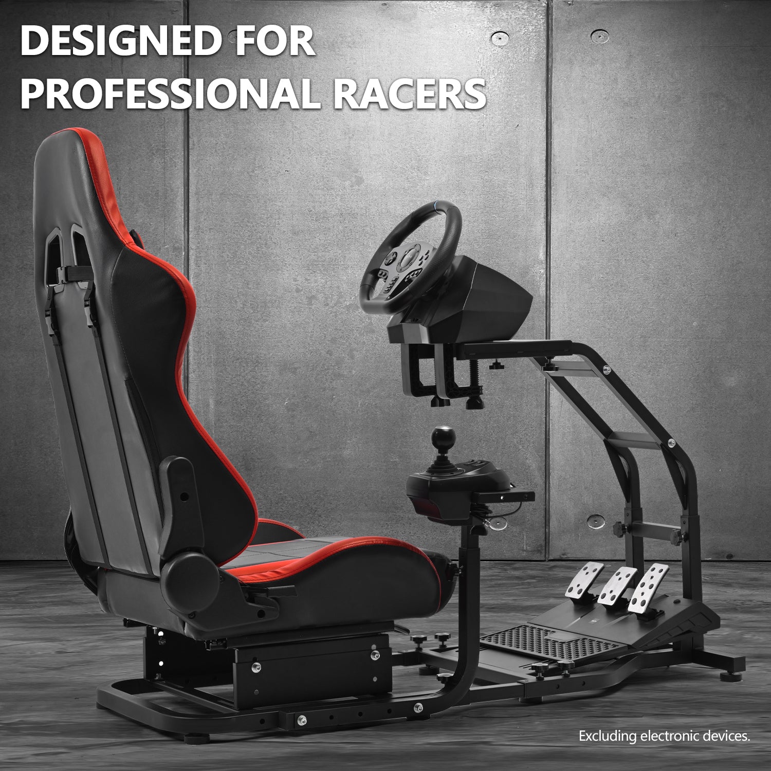 Minneer Driving Sim Cockpit with Red Seat Fit Logitech Thrustmaster T248 T300RS