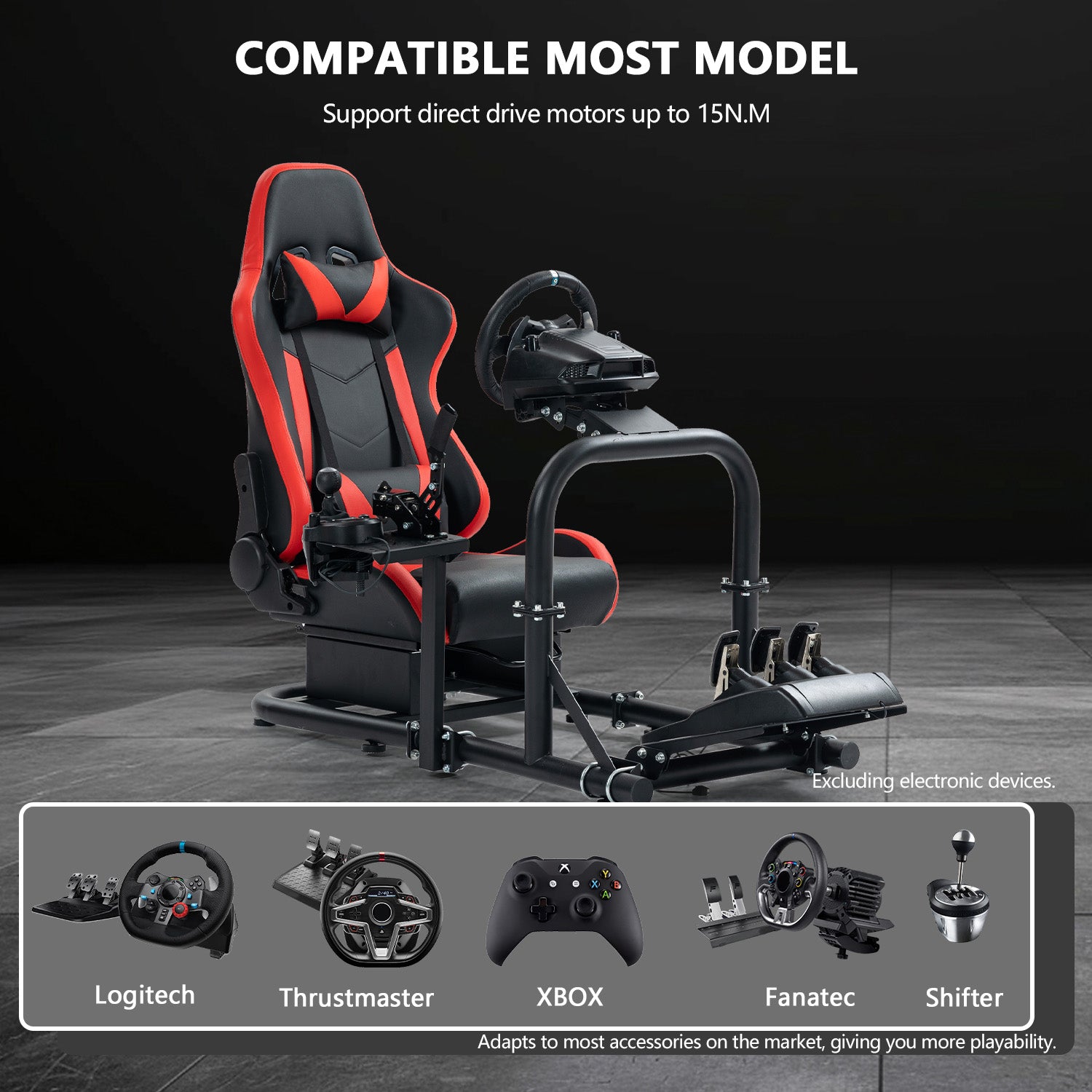 Minneer Racing Simulator Cockpit with Seat Fit Logitech G29 G920 Fanatec CSL-DD