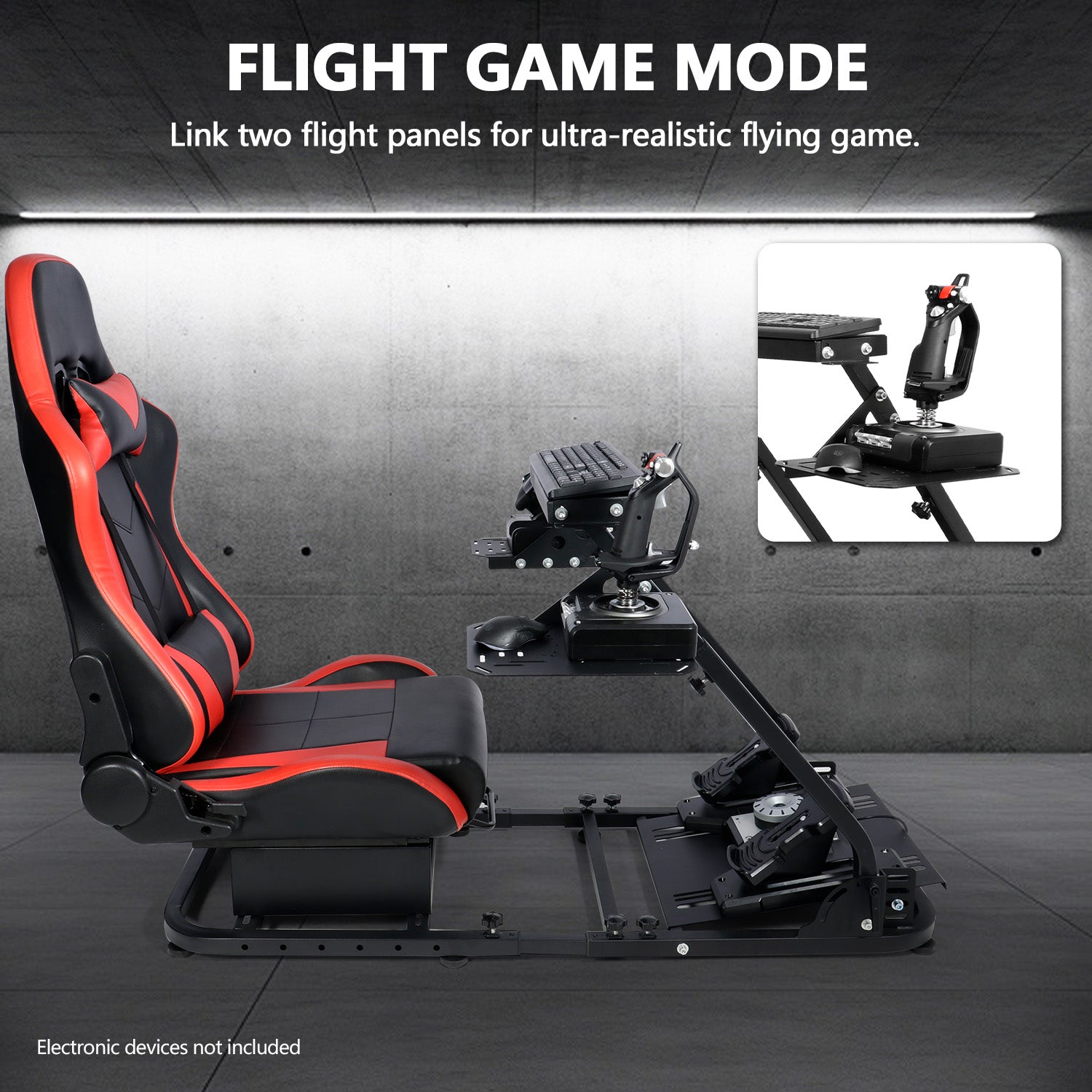 Minneer Racing Flight Sim Cockpit with Red Seat Adjustable Fit Logitech Thrustmaster