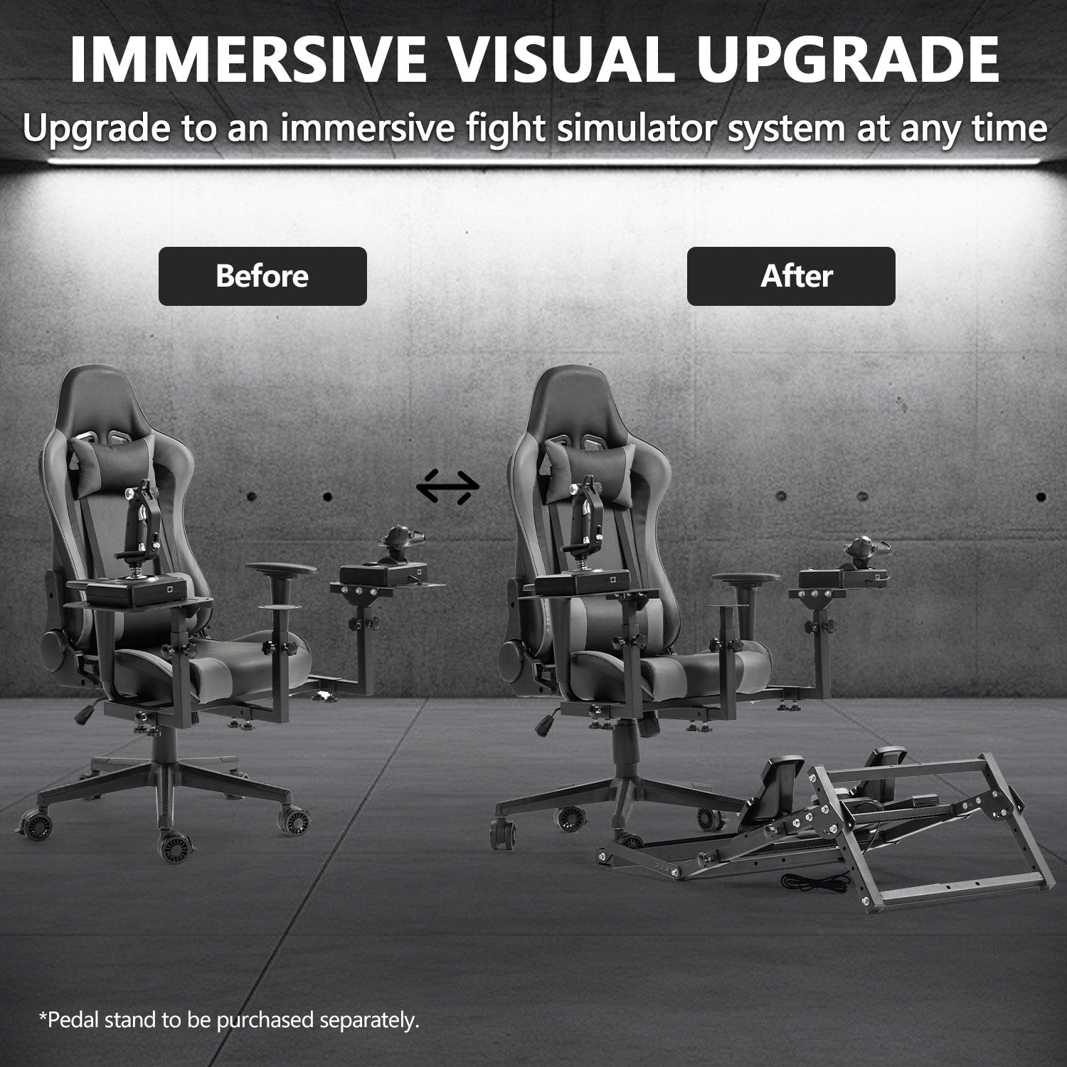 Minneer Flight Simulator Stand with Gray Seat Fit Logitech X52 X56 Thrustmaster