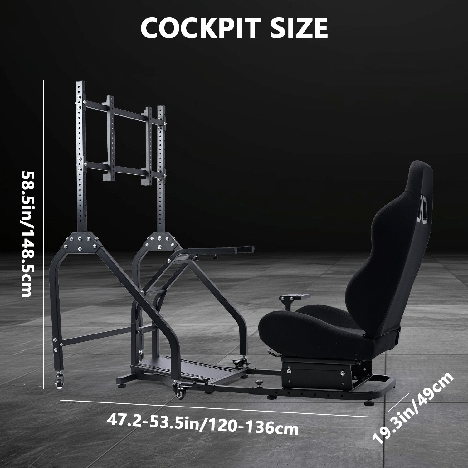 Minneer Driving Simulator Cockpit with Movable Monitor Stand and Adjustable Seat Fit for Logitech G29 G923 G920 /Thrustmaster T80 T150 T248,Seat, Steering Wheel, Monitor and Foot Pedal Not Provided
