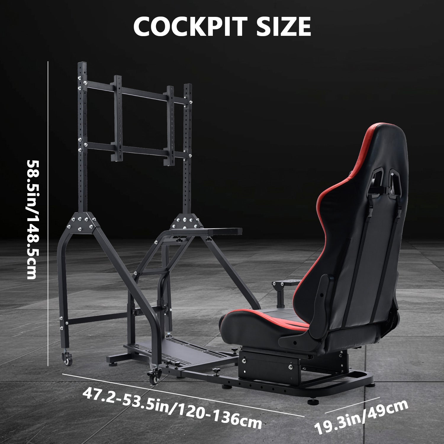 Minneer G29 Racing Simulator Cockpit with Removable Monitor Stand and Adjustable Gaming Seat for Logitech G923 G920 / Thrustmaster T80 T150 T248, Seat, Steering Wheel, Monitor, and Foot Pedals not supplied.