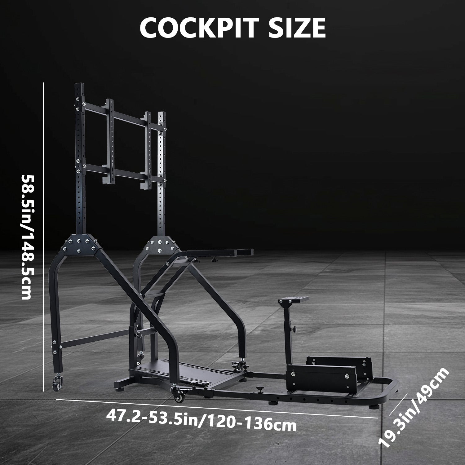 Minneer Steering Wheel Stand Racing Cockpit with Monitor Stand, Unobstructed Design for Both Legs Fit for Logitech/Thrustmaster G29,G920,G923,G25&T300RS,T80,T150 Adjustable No Steering Wheel, Handbrake, Pedals and Monitor