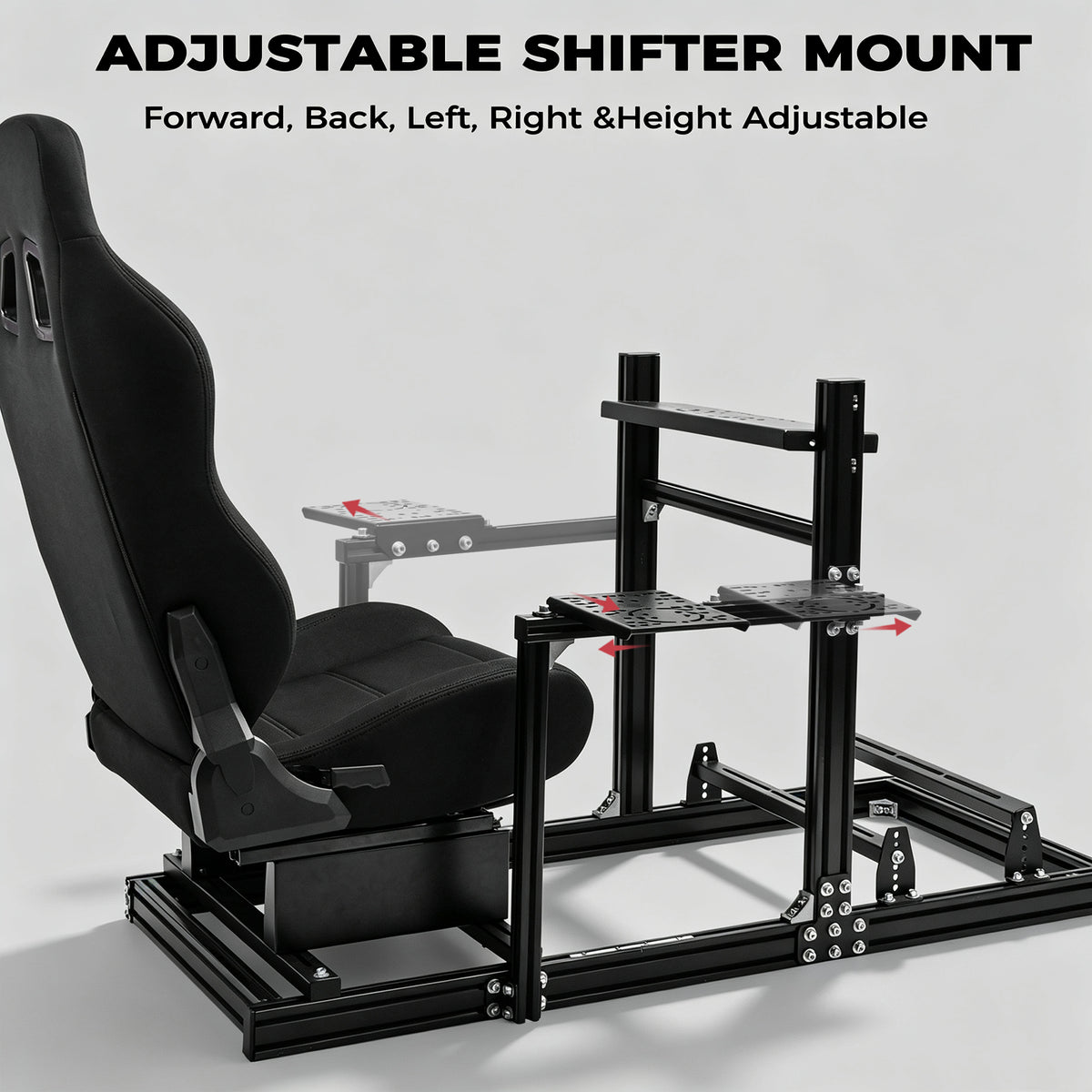 Minneer F1 3060 Aluminum Profile Racing Sim Cockpit with Black Seat, Ultra Strength & Rigidity, Fit for Logitech G29 G923, Sim frame 3060, Not Include Steering Wheel,Pedals,Handbrake