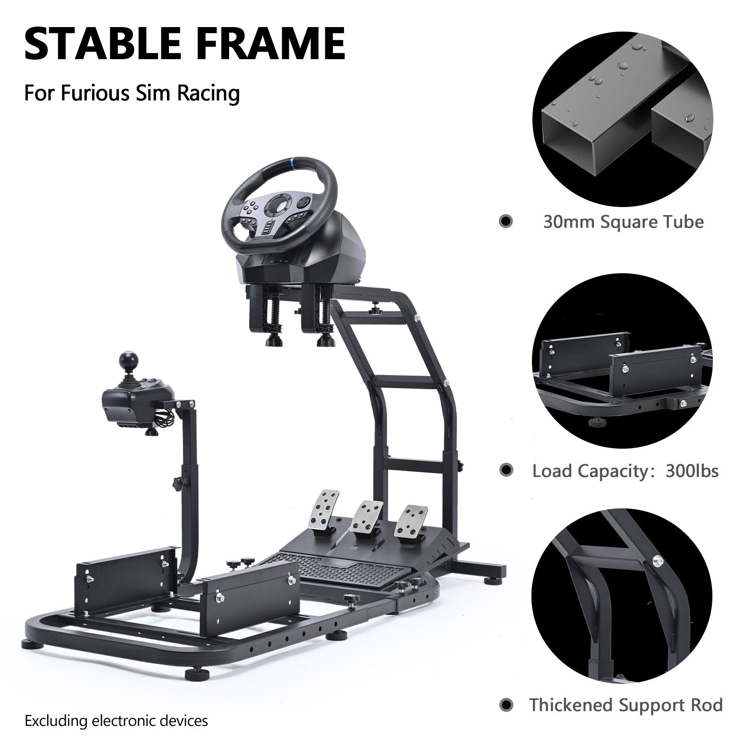 Minneer Racing Simulator Cockpit Gaming Frame Fits for Logitech/Thrustmaster/Fanatec G27 G29 G920 G923 T300,Adjustable Driving Steering Wheel Stand,Not Included Wheel, Pedal and Seat