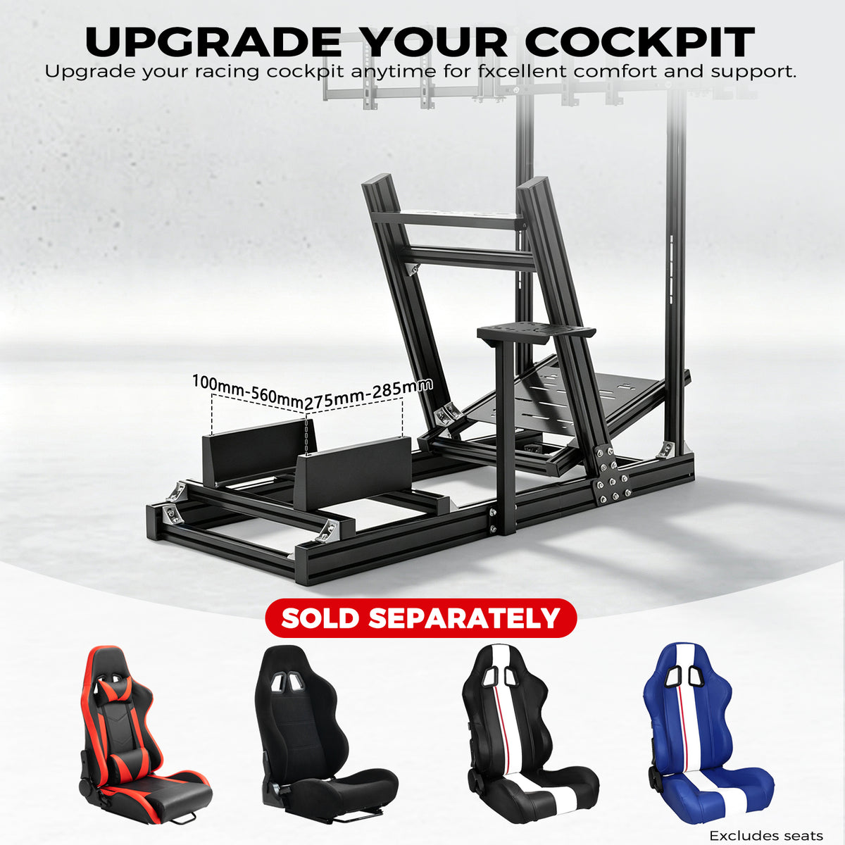 Minneer 4080 Aluminum Profile Sim Racing Cockpit with Triple Monitor Stand, Unlimited Adjustment, Suitable For Thrustmaster, Fanatec, Moza, Logitech g29 g920, Not Include Steering,TV,Wheel,Pedals,Handbrake