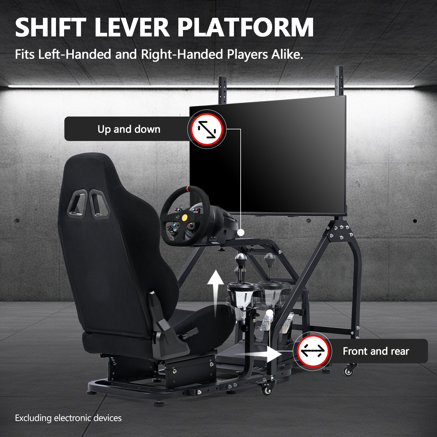Minneer Driving Simulator Cockpit with Movable Monitor Stand and Adjustable Seat Fit for Logitech G29 G923 G920 /Thrustmaster T80 T150 T248,Seat, Steering Wheel, Monitor and Foot Pedal Not Provided