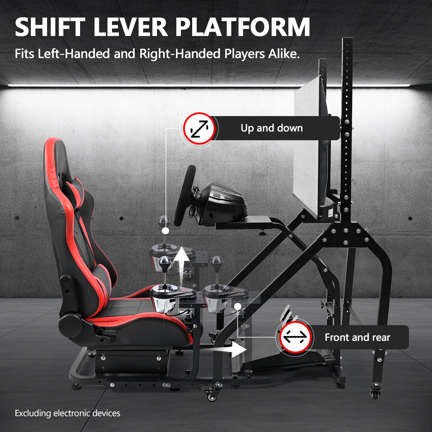 Minneer G29 Racing Simulator Cockpit with Removable Monitor Stand and Adjustable Gaming Seat for Logitech G923 G920 / Thrustmaster T80 T150 T248, Seat, Steering Wheel, Monitor, and Foot Pedals not supplied.