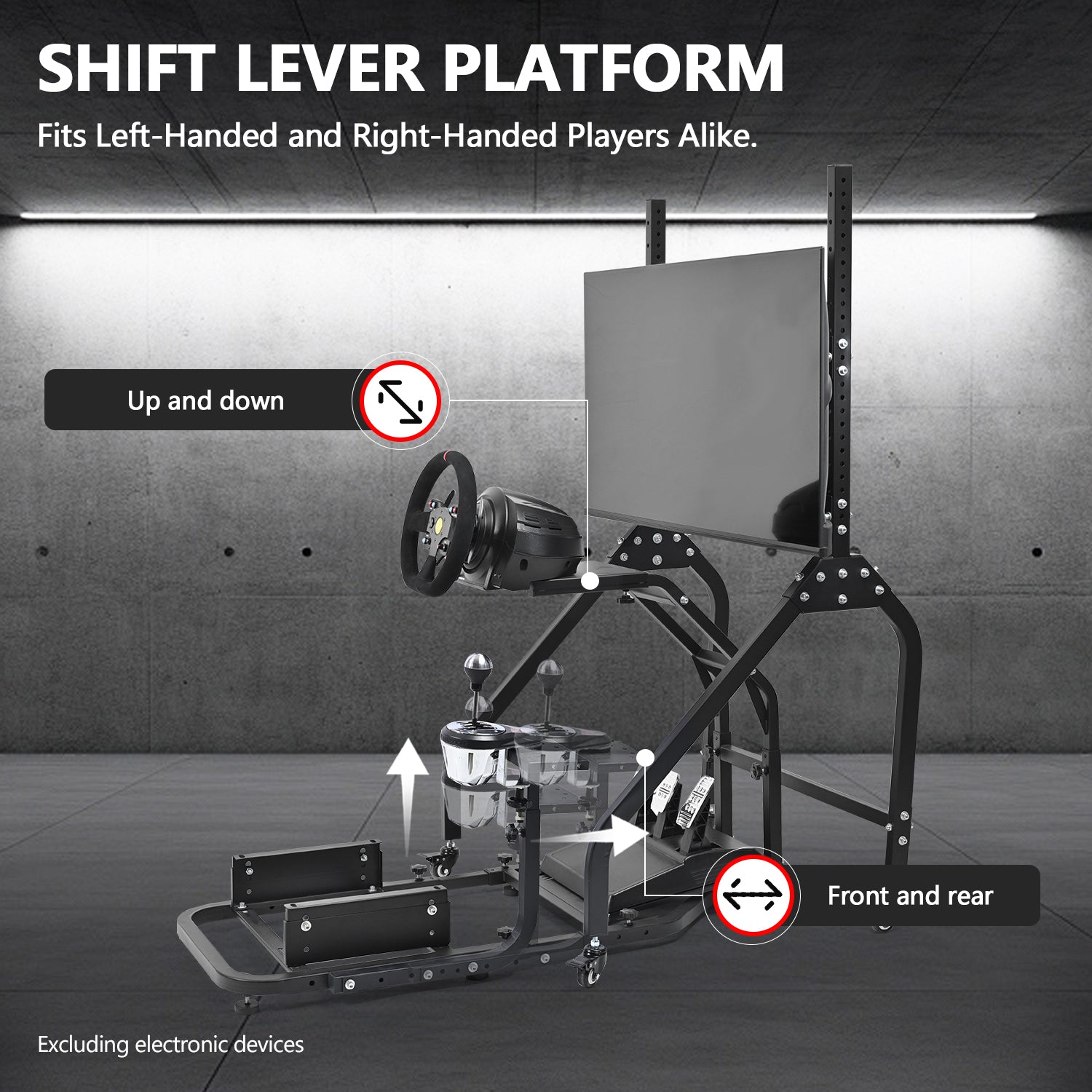 Minneer Steering Wheel Stand Racing Cockpit with Monitor Stand, Unobstructed Design for Both Legs Fit for Logitech/Thrustmaster G29,G920,G923,G25&T300RS,T80,T150 Adjustable No Steering Wheel, Handbrake, Pedals and Monitor