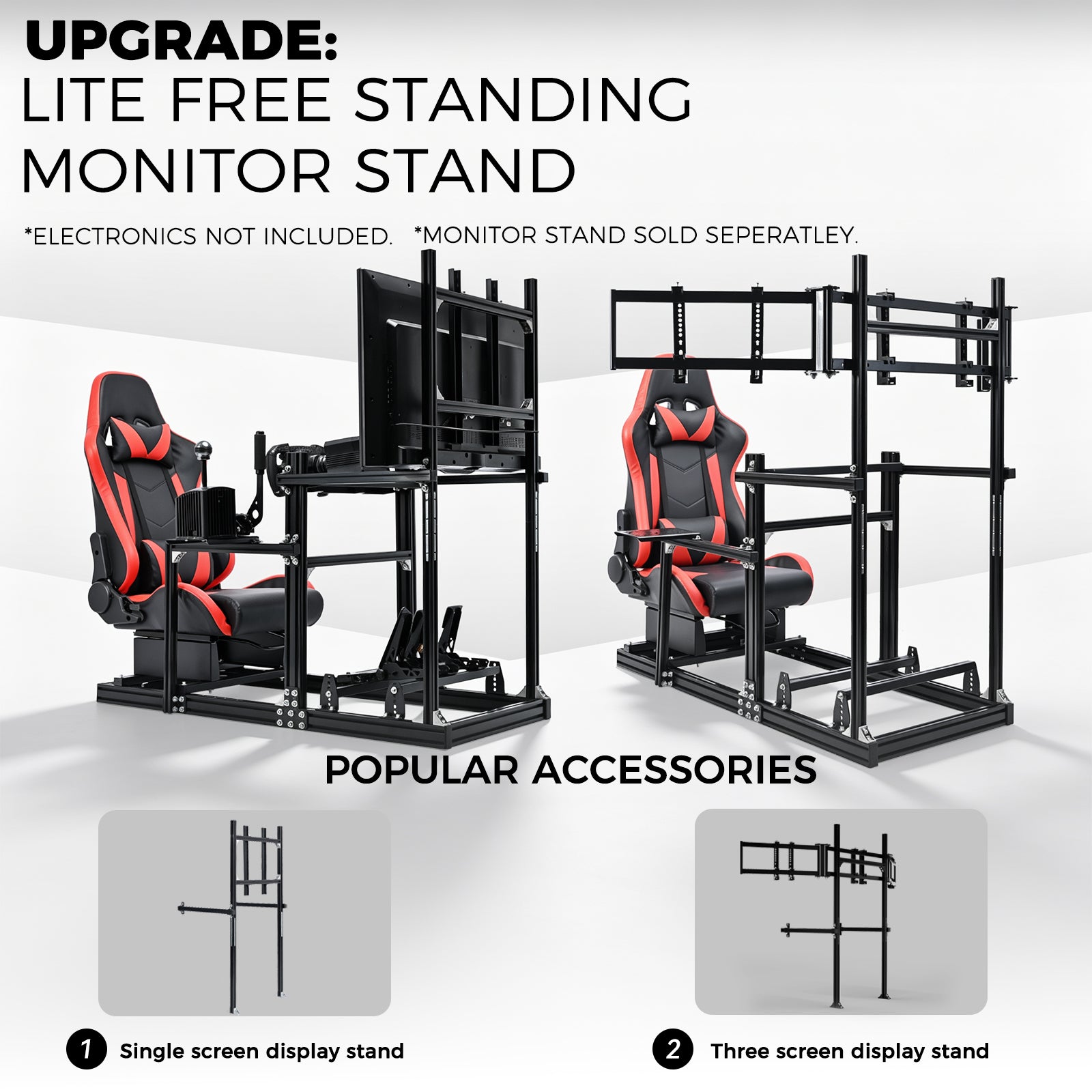 Minner Aluminum 3060 Profile Racing Simulator Cockpit with Red Seat , Unlimited Adjustment, Fit for Thrustmaster, Fanatec, Moza, Logitech G29 GPro, Sim Frame 3040,Not Include Steering,Wheel,Pedals,Handbrake