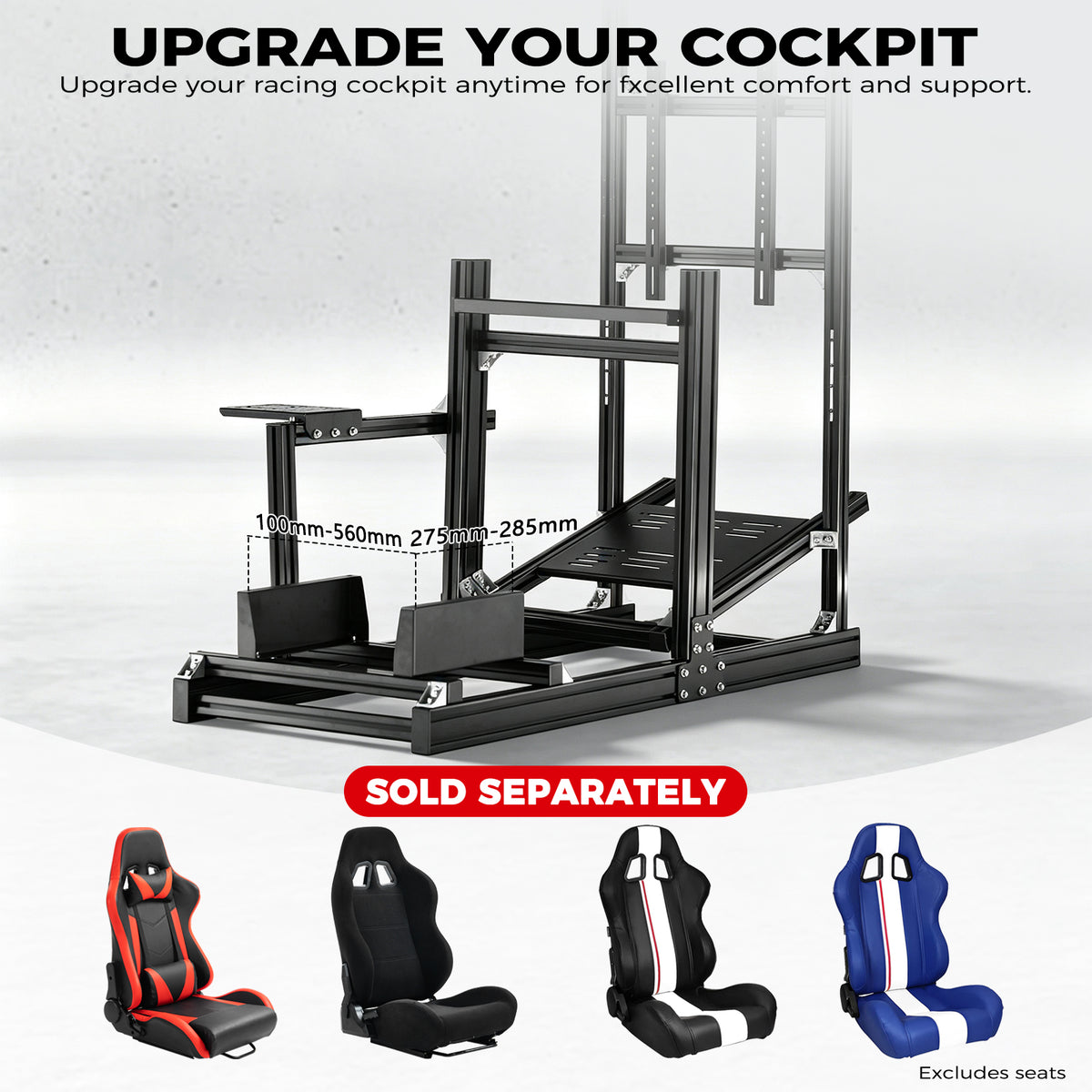 Minneer 4080 Aluminum Profile Racing Simulator Cockpit with Monitor Mount, Unlimited Adjustment, Fit for Thrustmaster, Fanatec, Moza, Logitech G29 GPro, Not Include Steering Wheel,Pedals,Handbrake