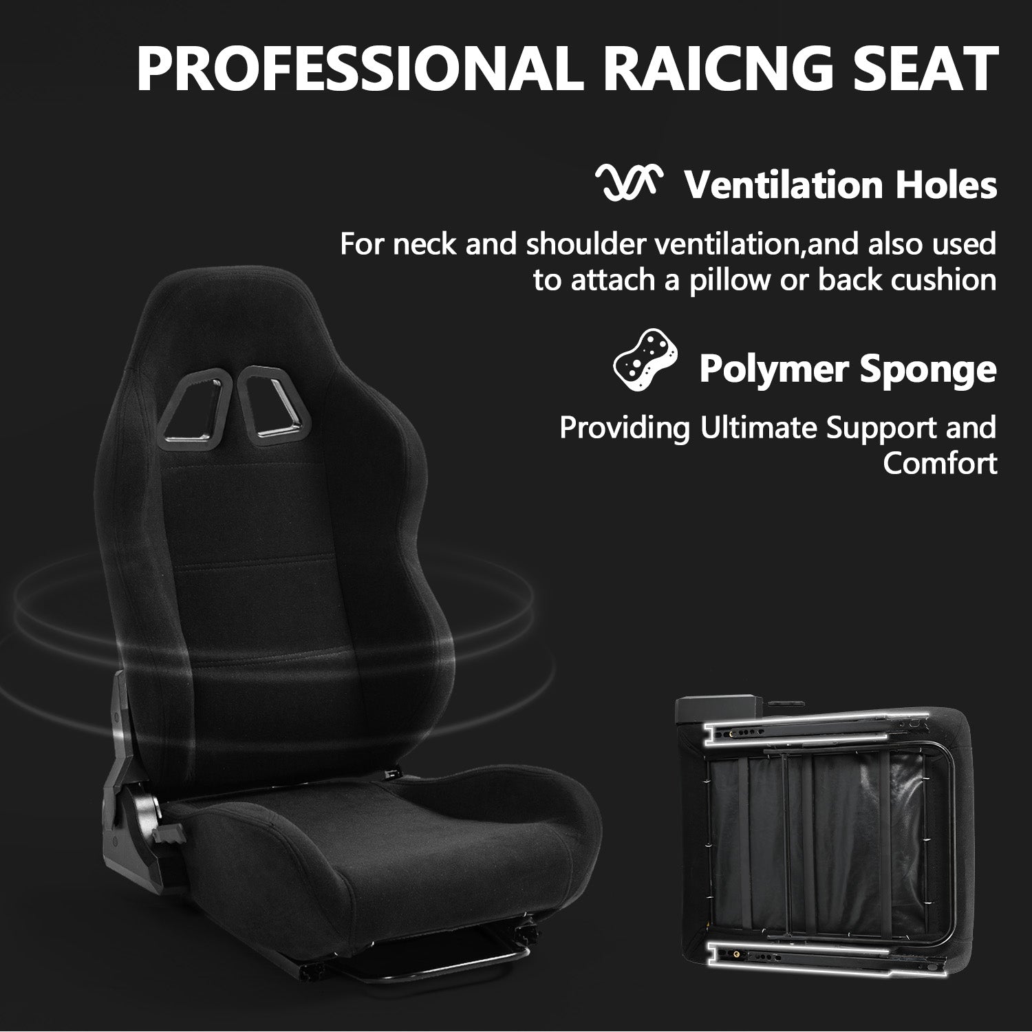 Minneer Driving Simulator Cockpit with Movable Monitor Stand and Adjustable Seat Fit for Logitech G29 G923 G920 /Thrustmaster T80 T150 T248,Seat, Steering Wheel, Monitor and Foot Pedal Not Provided