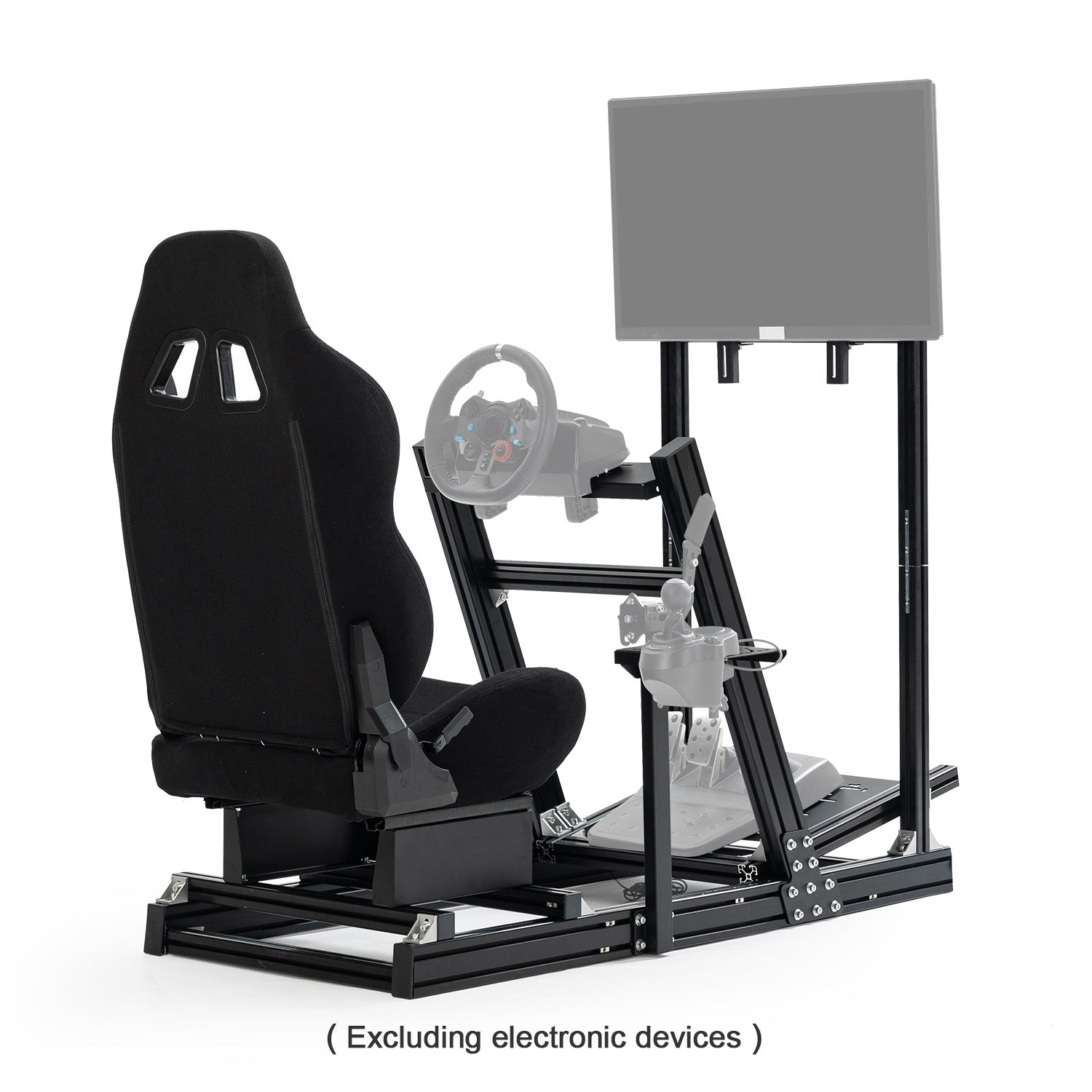 Minneer 4080 Aluminum Profile Racing Simulator Cockpit with Red Seat and Monitor Stand, Fully Adjustability, Fit for Logitech G920 & G923, Xbox, Thrustmaster T300Rs, Sim Frame 8040, without Steering Wheel, Pedals, Handbrak and Monitor