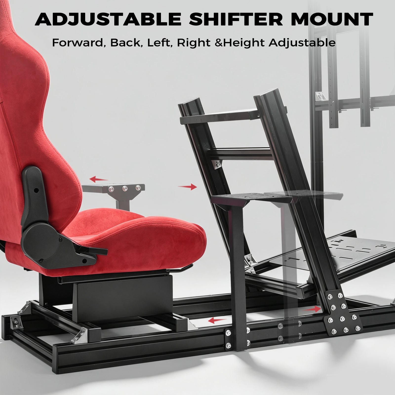 Minneer Racing Simulator Cockpit with Red Suede Seat and Monitor Stand Aviation Aluminum Alloy Fit for Logitech G29,for Thrustmaster T248,for Fanatec Racing Seats Adjustable, Wheel Pedal Handbrake Not Include