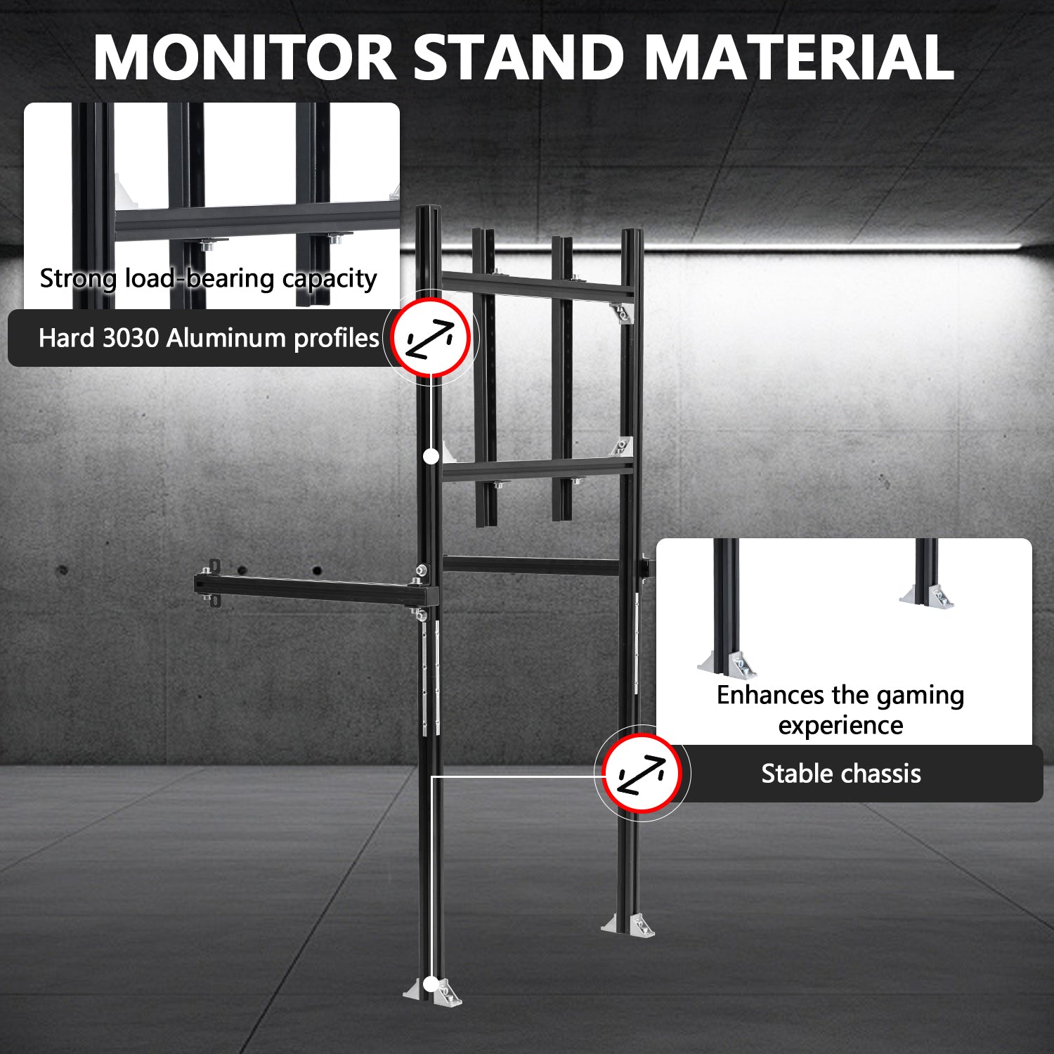 Minneer Racing Simulator Cockpit Monitor Stand Fit for Logitech/Thrustmaster/Fanatec G29/G923/T248 Only Suitable 3060 Aluminum Racing Cockpit Without Wheel,Pedal