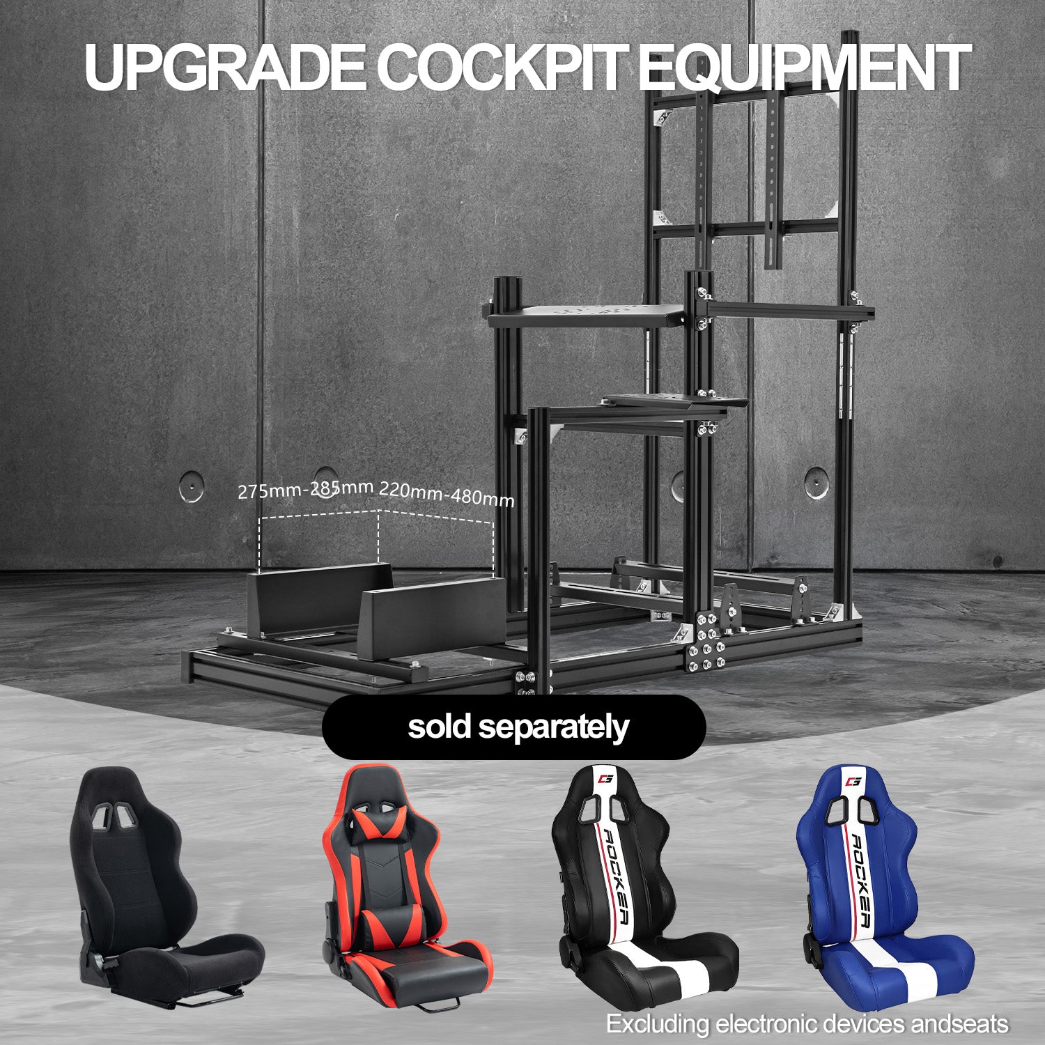 Minneer3060 Aluminum Profile Racing Sim Cockpit with TV stand, Ultra Strength & Rigidity, Fit for Logitech,Thrustmaster, Fanatec G29 G923 T248, Not Include Steering Wheel,Pedals,Handbrake