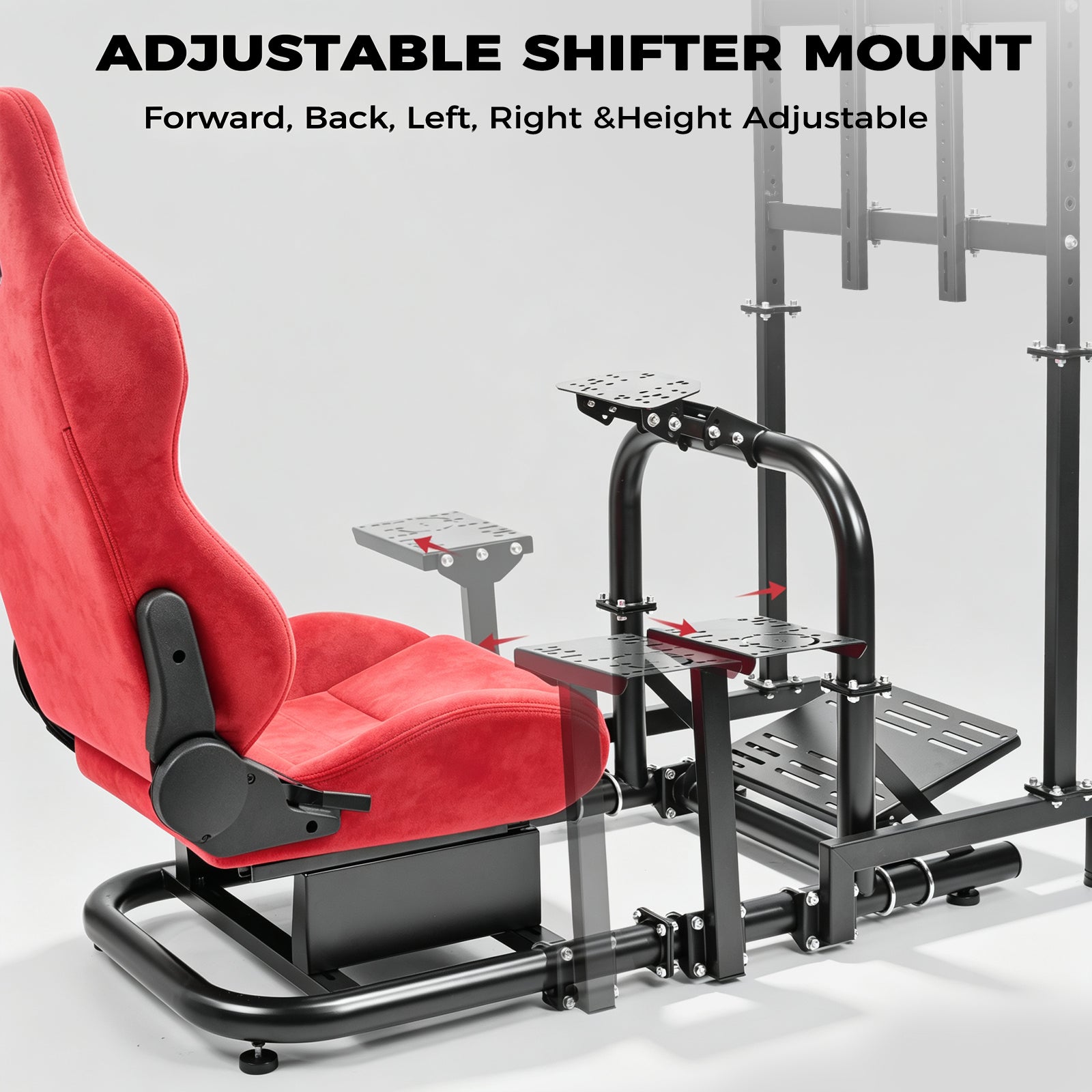 Minneer Stable Racing Simulator Cockpit with Red Suede Seat and Monitor Stand, Fit for Logitech G29 G920, for Thrustmaster T248 T300, for Fanatec, Racing Wheel Stand, Wheel Pedal Handbrake Not Included