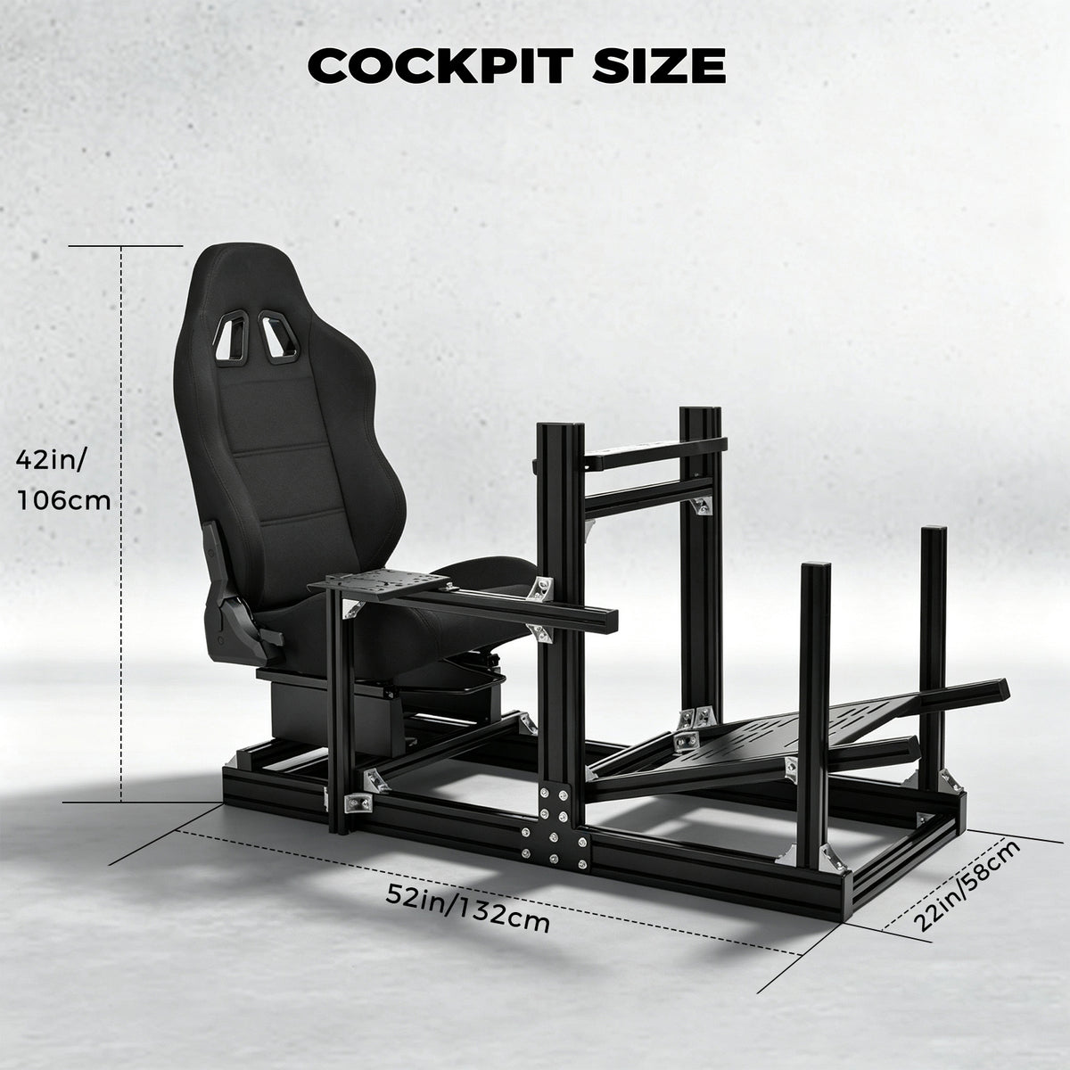Minneer 4080 Aluminum Profile Racing Sim Cockpit with Black Seat, Ultra Strength & Rigidity, Fit for Logitech,Thrustmaster, Fanatec G29 G923 T248, Not Include Steering Wheel,Pedals,Handbrake