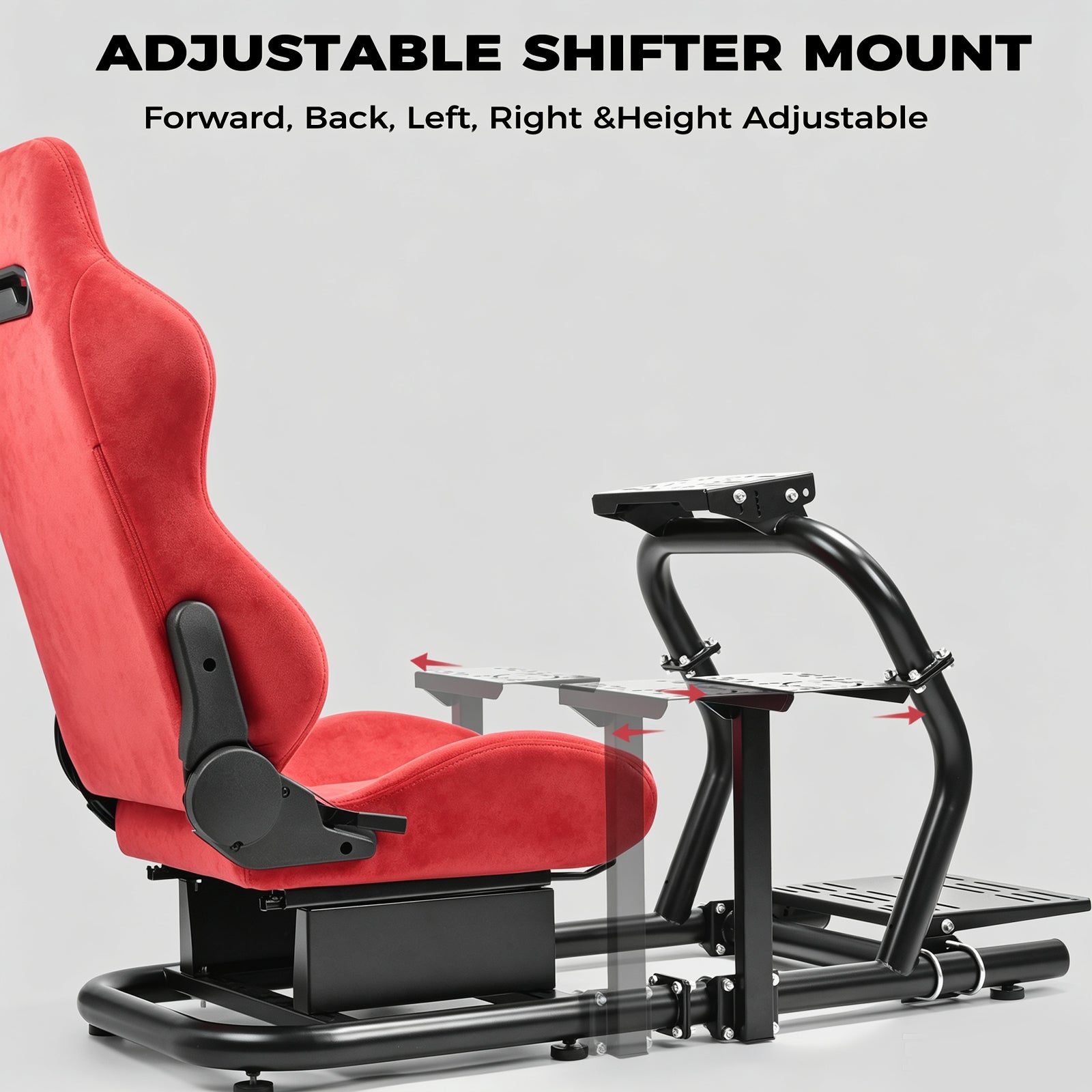 Minneer 50MM Adjustable Racing Cockpit with Red Suede Seat Fit for Logitech G29 G920 G923, for Thrustmaster, for Fanatec Adjustable Racing Wheel Stand, Gaming Race Cockpit Without Steering Wheel Pedal Shifter