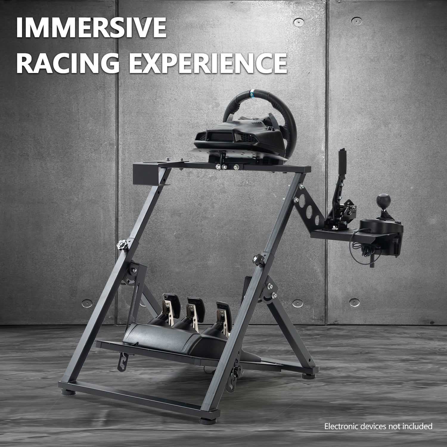 Minneer Foldable Racing Simulator Stand Fits for Logitech/Thrustmaster/Fanatec/Moza/PXN G29 G920 G923 R5 T248 T300 Adjustable Driving Steering Wheel Stand, Not Included Wheel Pedal