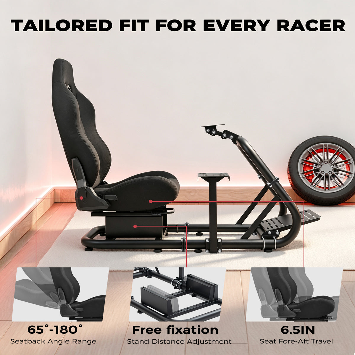Minneer Driving Simulator Cockpit with Seat Fit Logitech Fanatec CSL-DD