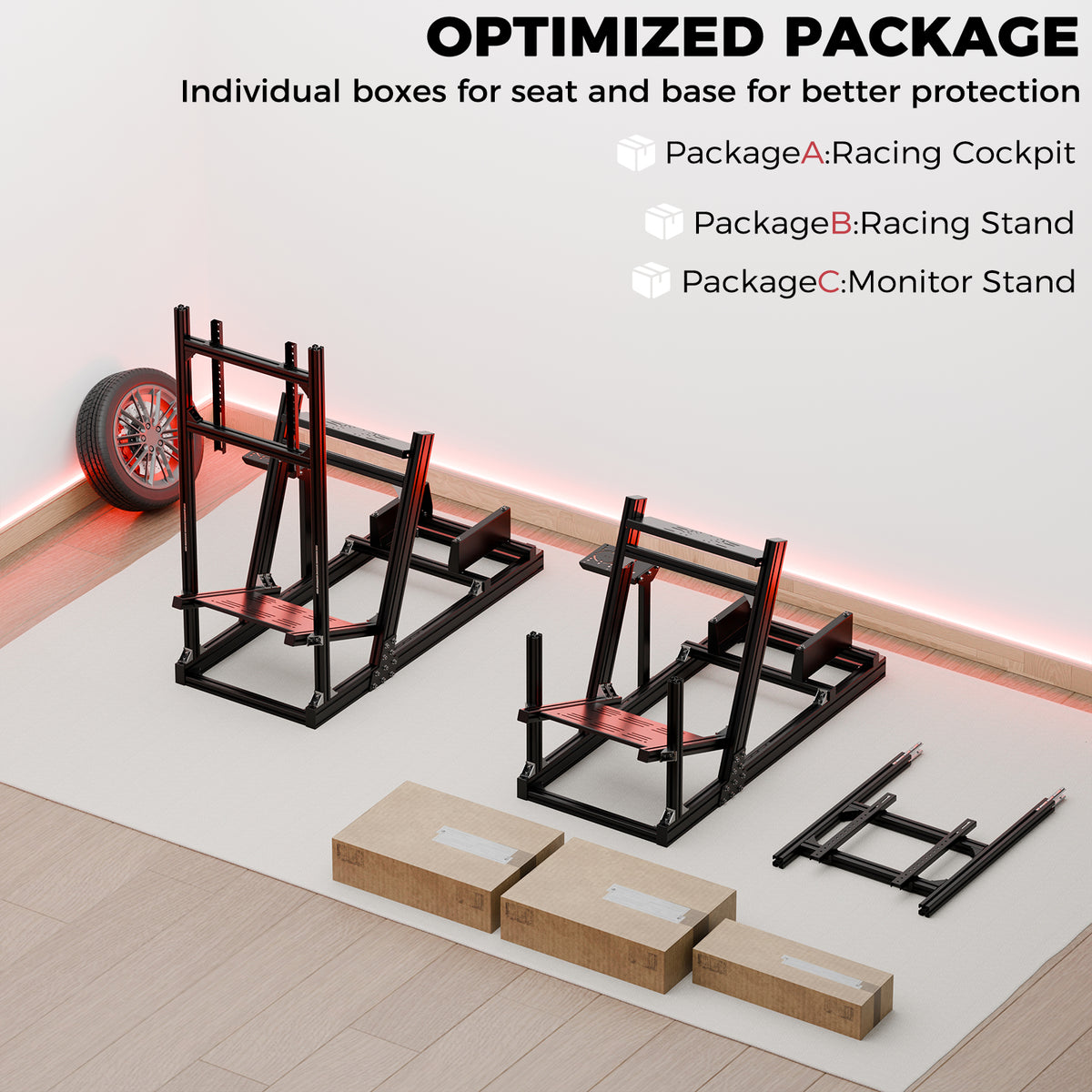Minneer 4080 Aluminum Profile Racing Simulator Cockpit with Monitor Stand , Unlimited Adjustment, Fit for Thrustmaster, Fanatec, Moza, Logitech G29 GPro, Sim Frame 8040,Not Include Steering,TV,Wheel,Pedals,Handbrake
