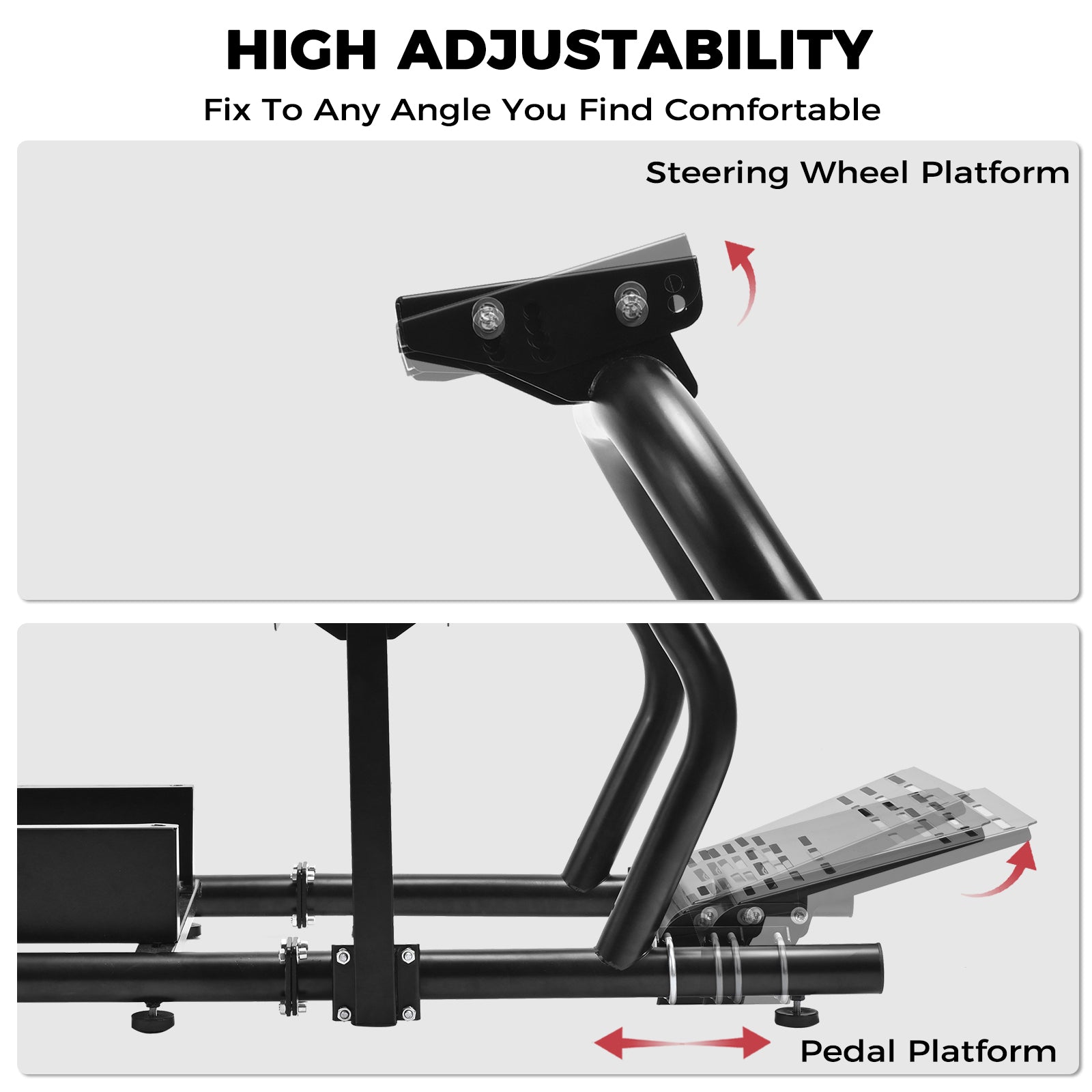 Minneer 50MM Adjustable Racing Cockpit with Red Suede Seat Fit for Logitech G29 G920 G923, for Thrustmaster, for Fanatec Adjustable Racing Wheel Stand, Gaming Race Cockpit Without Steering Wheel Pedal Shifter