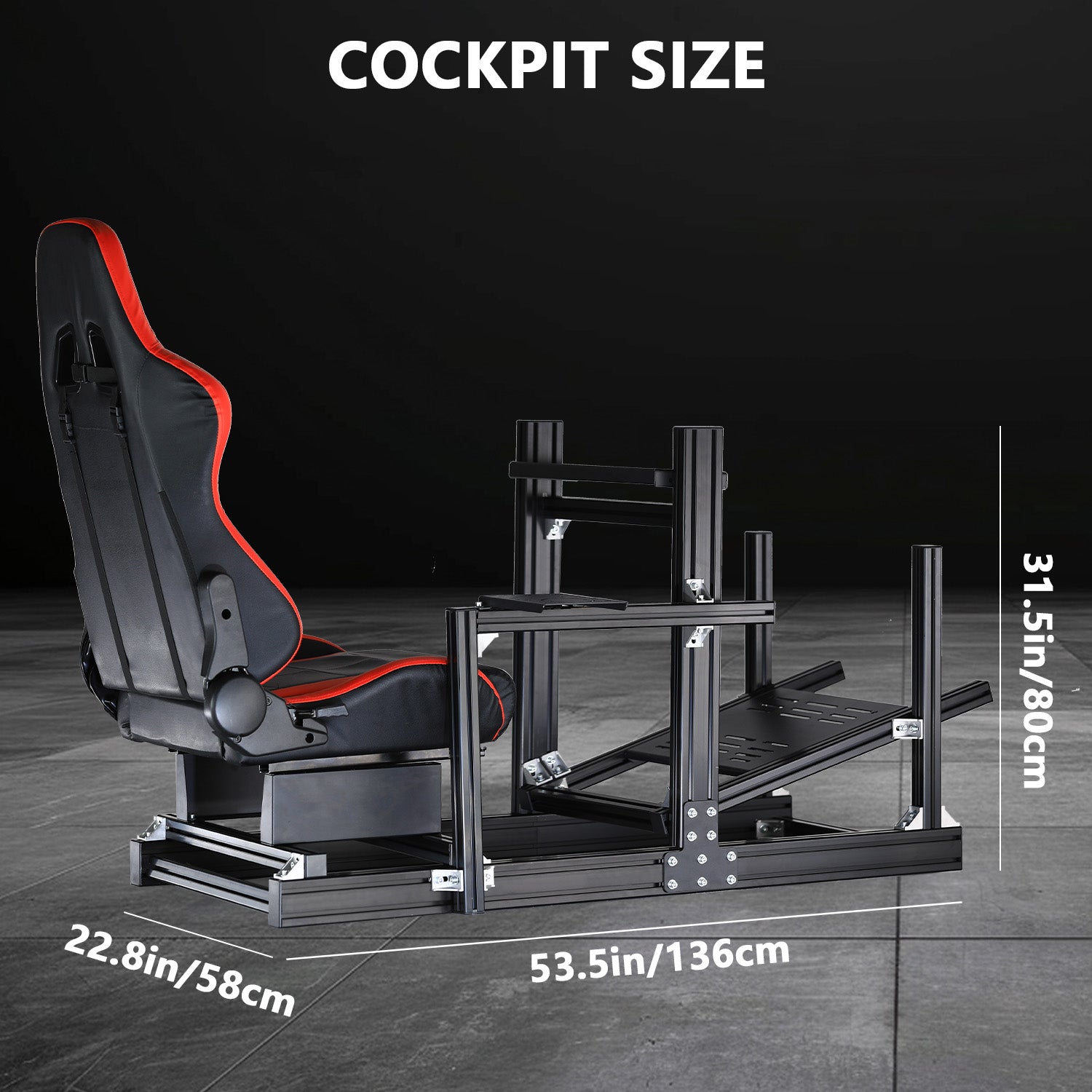Minneer 4080 Aluminium Profile Racing Sim Cockpit with Red Seat, Fully Adjustability, Fit for Logitech,Thrustmaster, Fanatec G29 G923 T248, Not Include Steering Wheel,Pedals,Handbrake