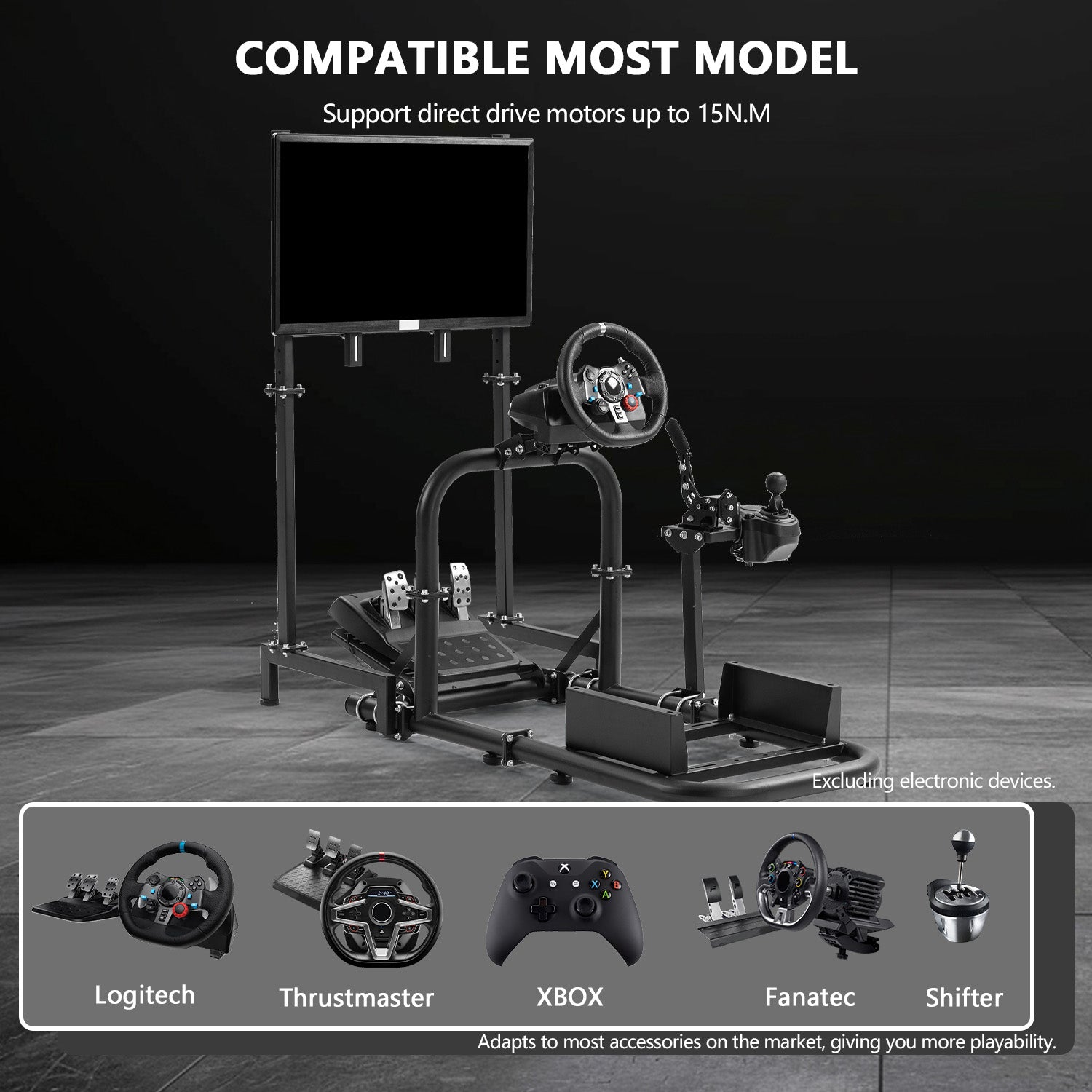 Minneer Racing Sim Cockpit, Wide Compatibility, Fit for Logitech,Thrustmaster, Fanatec G29 G923 T248, Not Include Steering Wheel,Pedals,Handbrake
