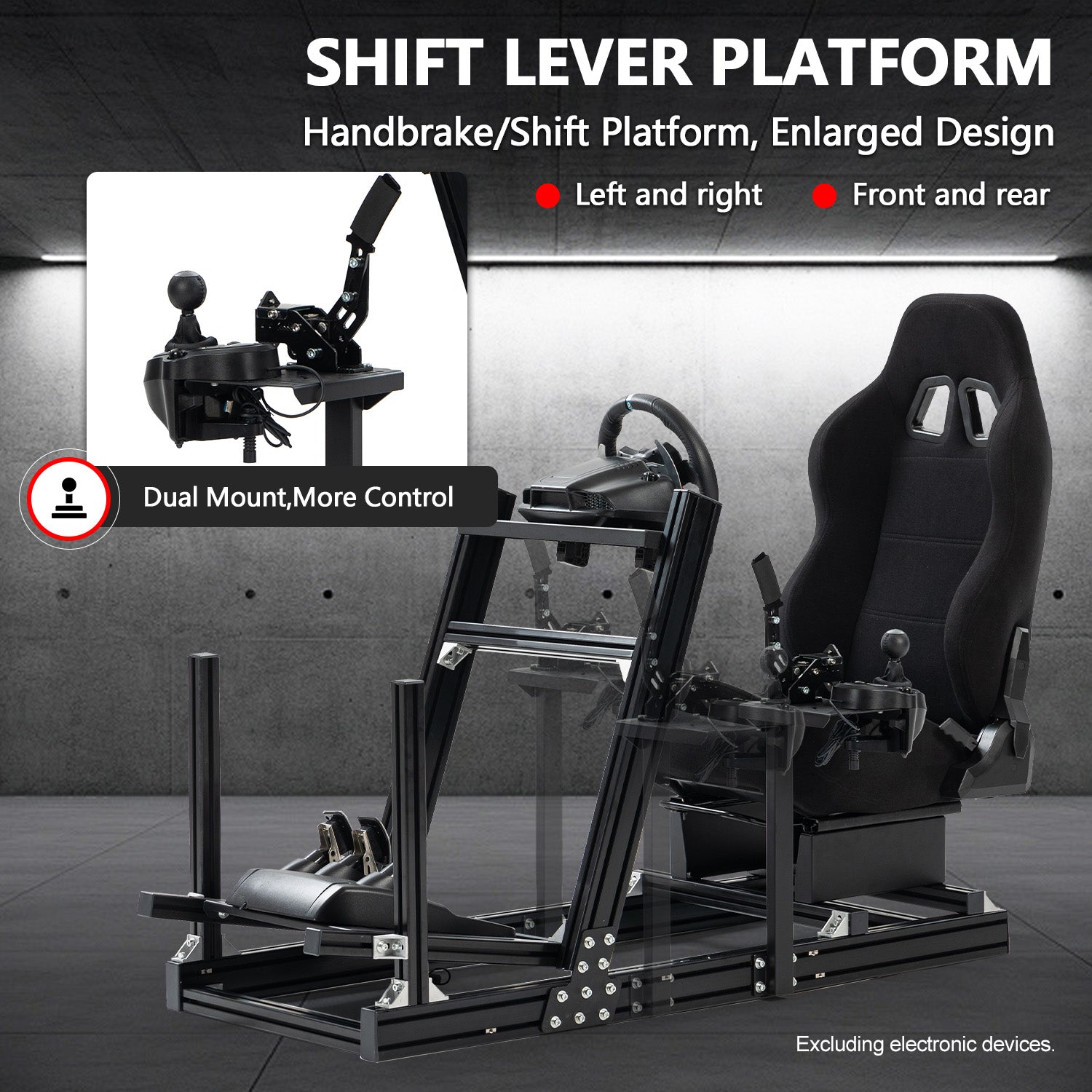 Minneer Racing Simulaor Cockpit 4080 Aluminum Profile with Black Seat , Unlimited Adjustment, Fit for Logitech/Thrustmaster/Fanatec/Moza G920,G923 ,No Handbrake,Pedals,Steering Wheel