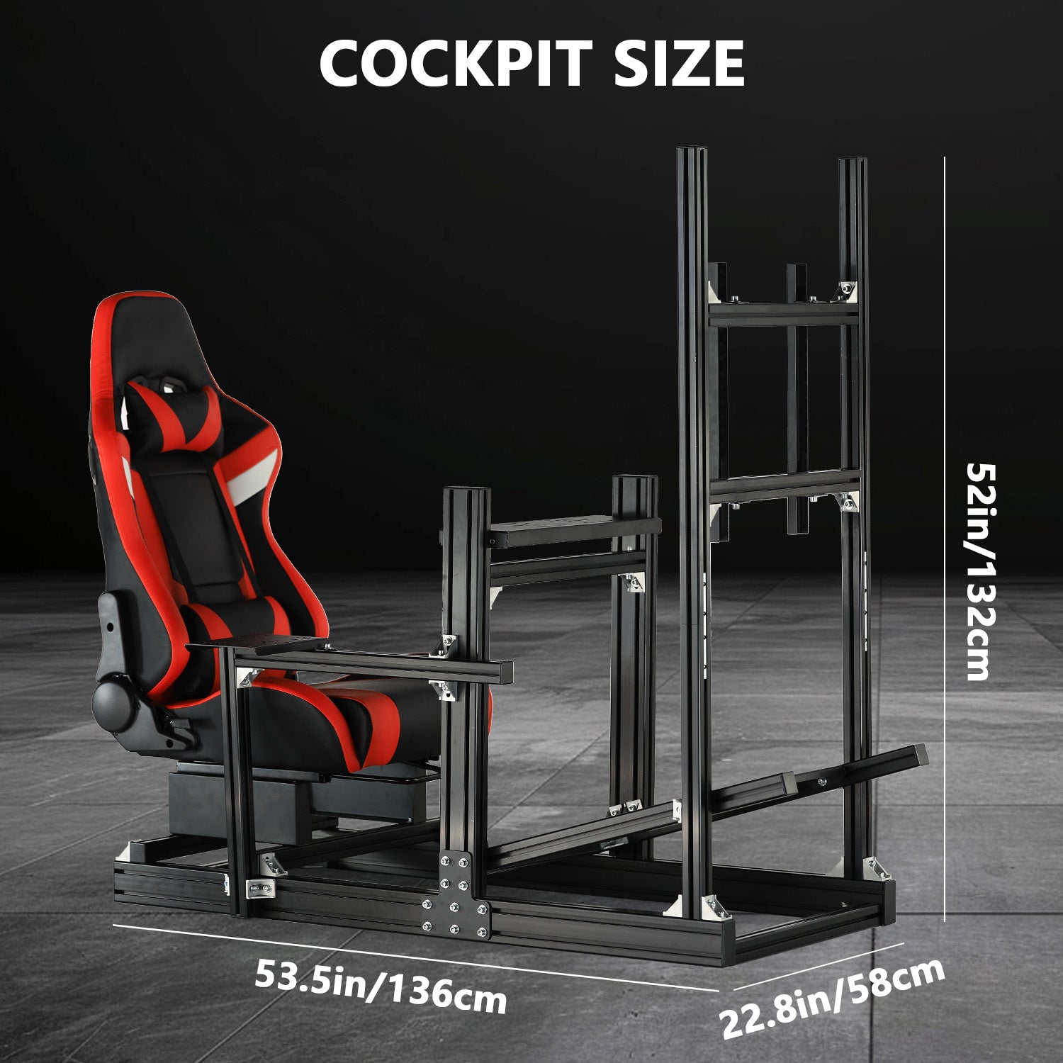 Minneer 4080 Aluminium Profile Racing Sim Cockpit with Red Seat and Monitor Stand, Fully Adjustability, Fit for Logitech,Thrustmaster, Fanatec G29 G923 T248, Not Include Steering Wheel,Pedals,Handbrake