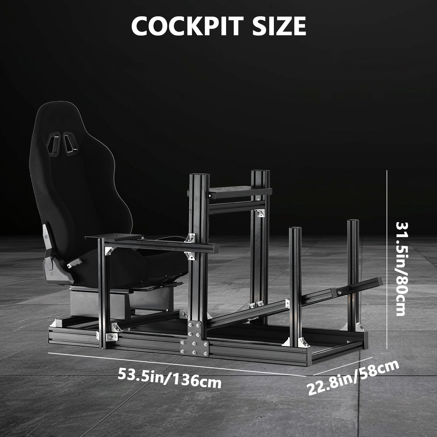 Minneer 4080 Aluminum Profile Racing Sim Cockpit with Black Seat, Ultra Strength & Rigidity, Fit for Logitech,Thrustmaster, Fanatec G29 G923 T248, Not Include Steering Wheel,Pedals,Handbrake
