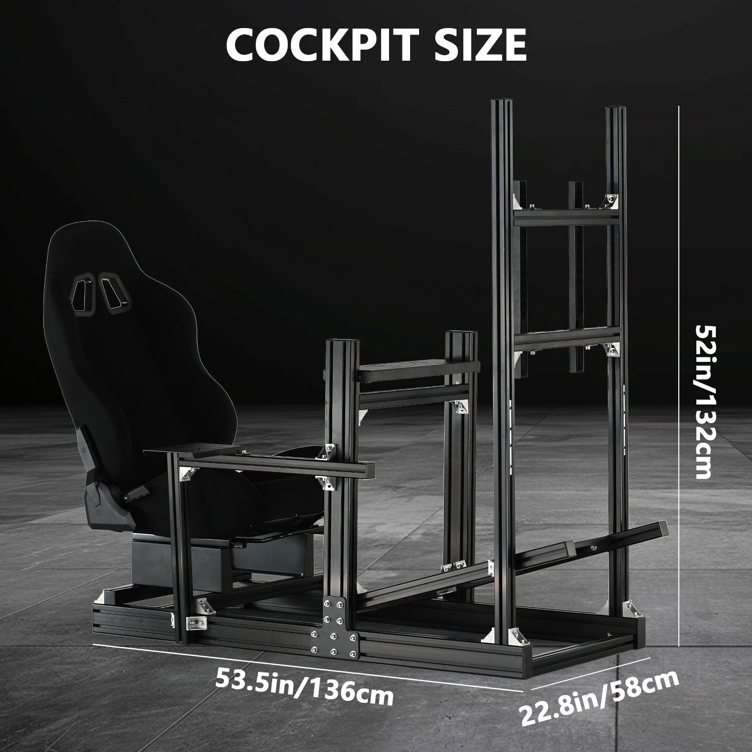 Minneer 4080 Aluminum Profile Racing Sim Cockpit with Black Seat and Monitor stand, Ultra Strength & Rigidity, Fit for Logitech,Thrustmaster, Fanatec G29 G923 T248, Not Include Steering Wheel,Pedals,Handbrake