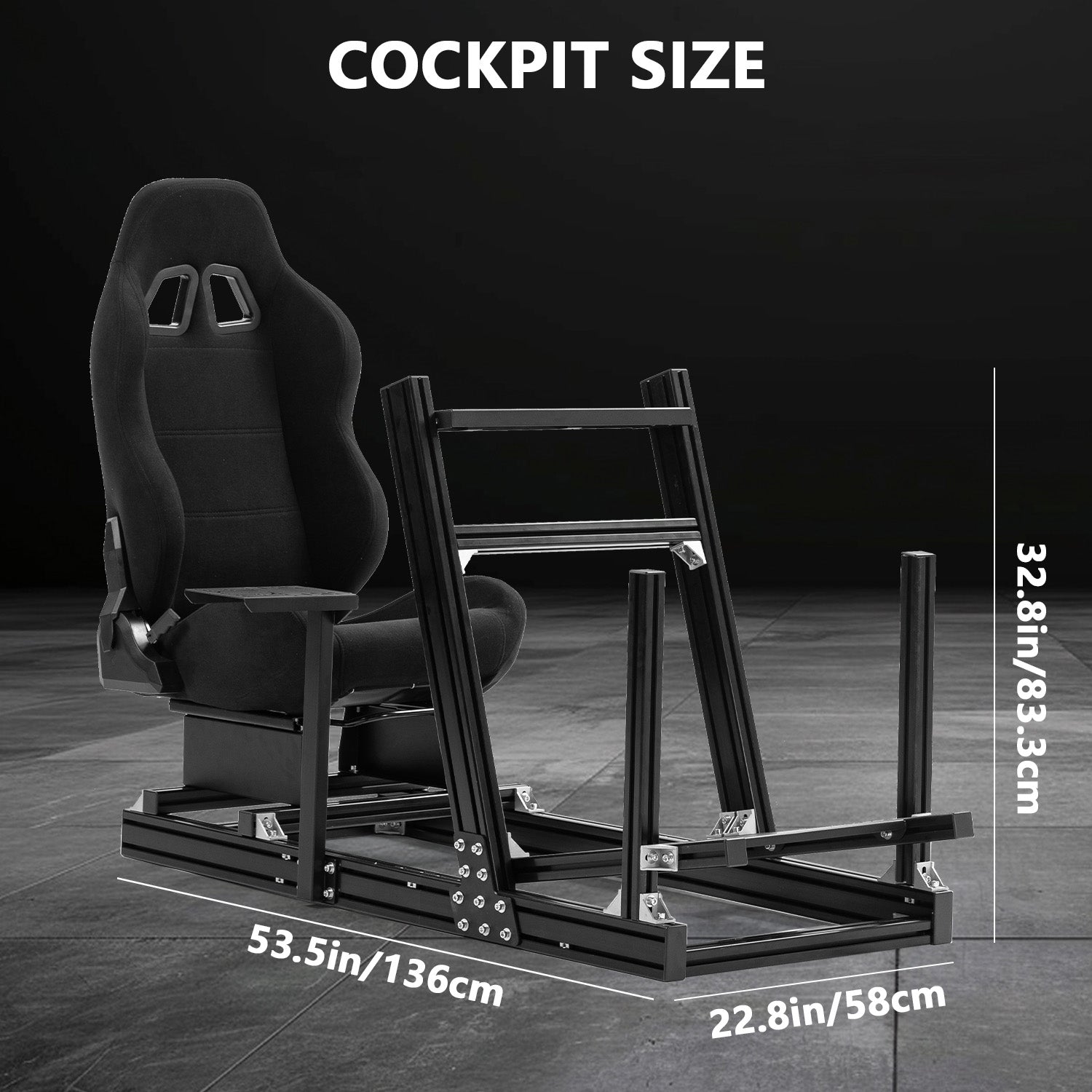 Minneer Racing Simulaor Cockpit 4080 Aluminum Profile with Black Seat , Unlimited Adjustment, Fit for Logitech/Thrustmaster/Fanatec/Moza G920,G923 ,No Handbrake,Pedals,Steering Wheel