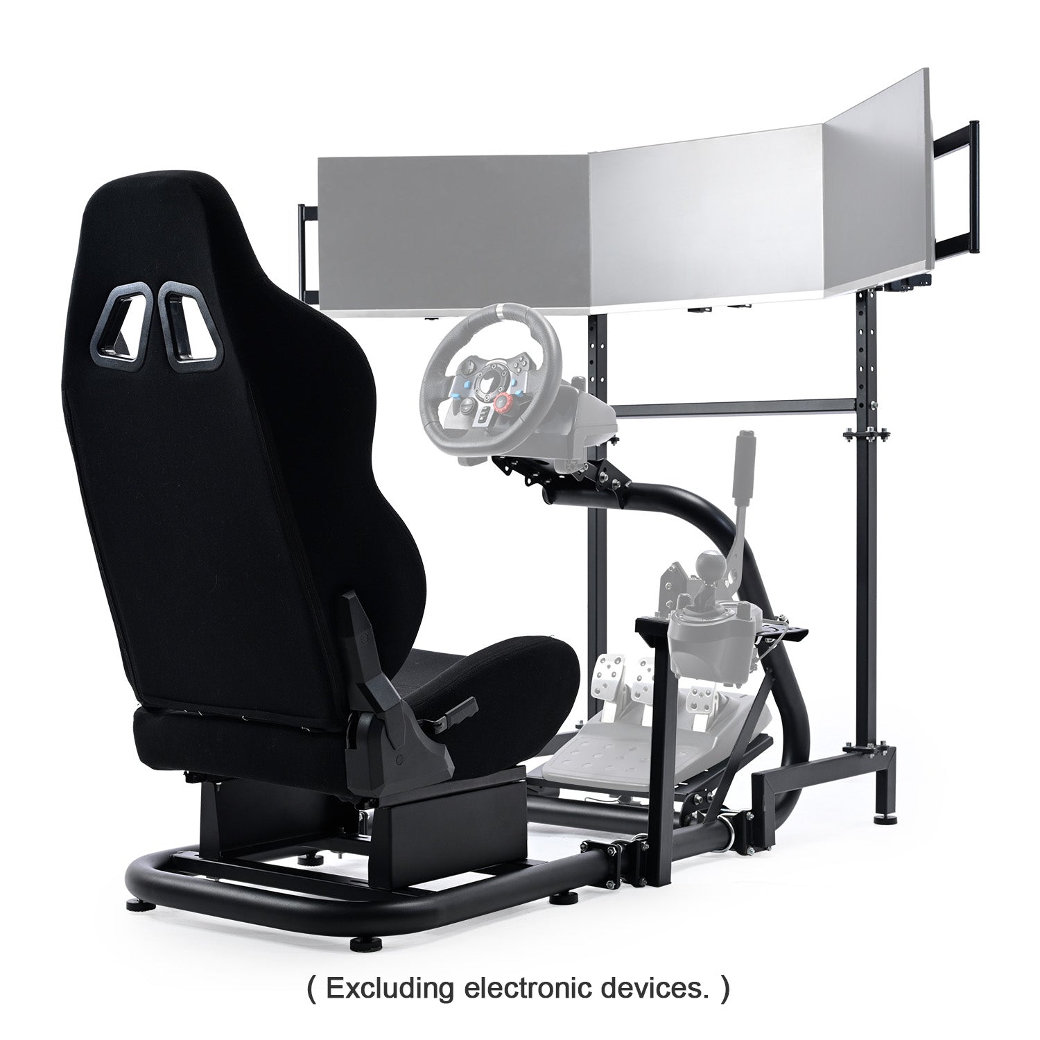 Minneer Racing Sim Cockpit with Red Black and Triple Monitor Stand, Wide Compatibility, Fit for Logitech G29 G923, for Thrustmaster T248, Not Include Steering Wheel,Pedals,Handbrake